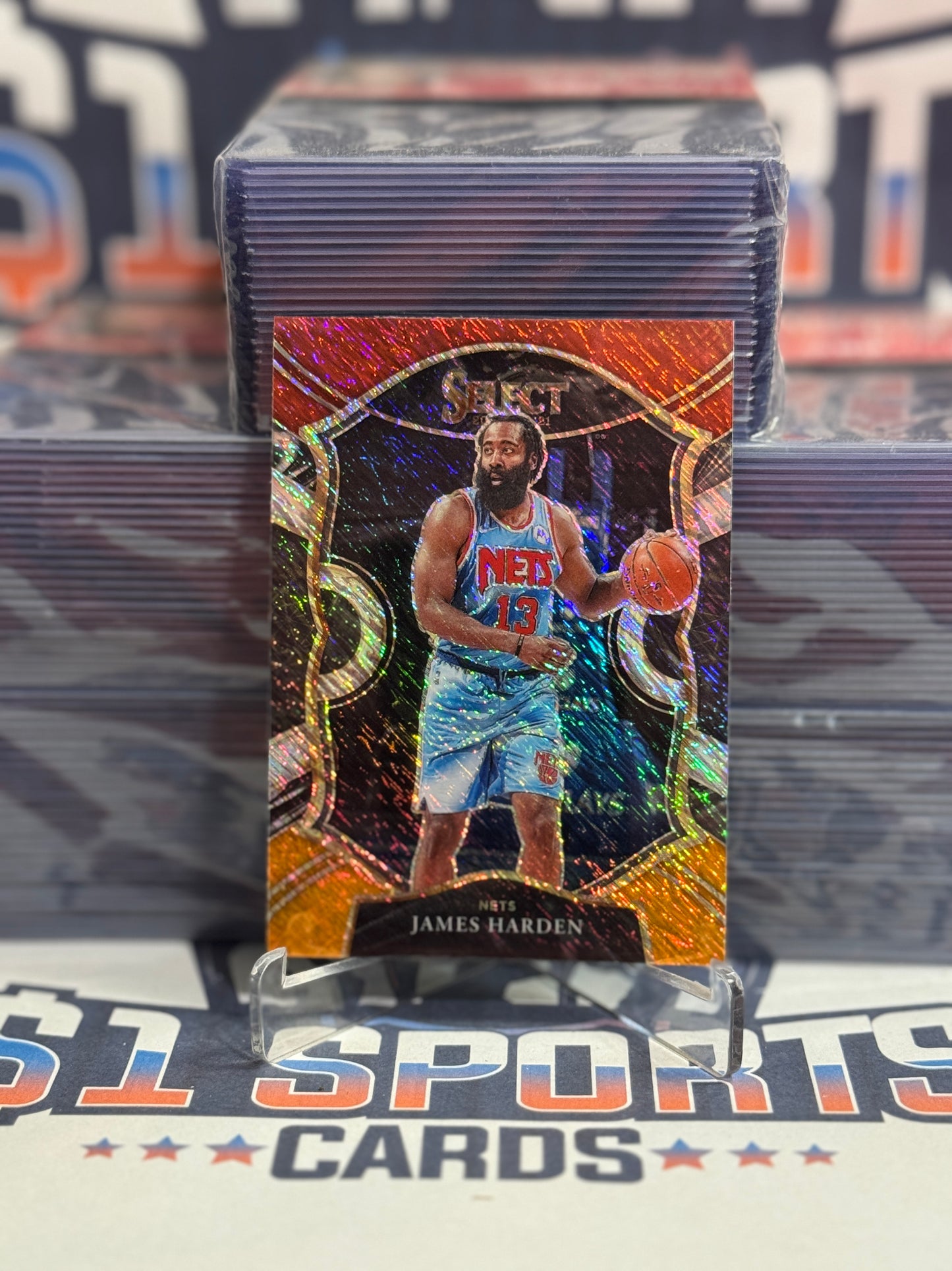 2020 Panini Select (Red White Orange Shimmer Prizm) James Harden #12