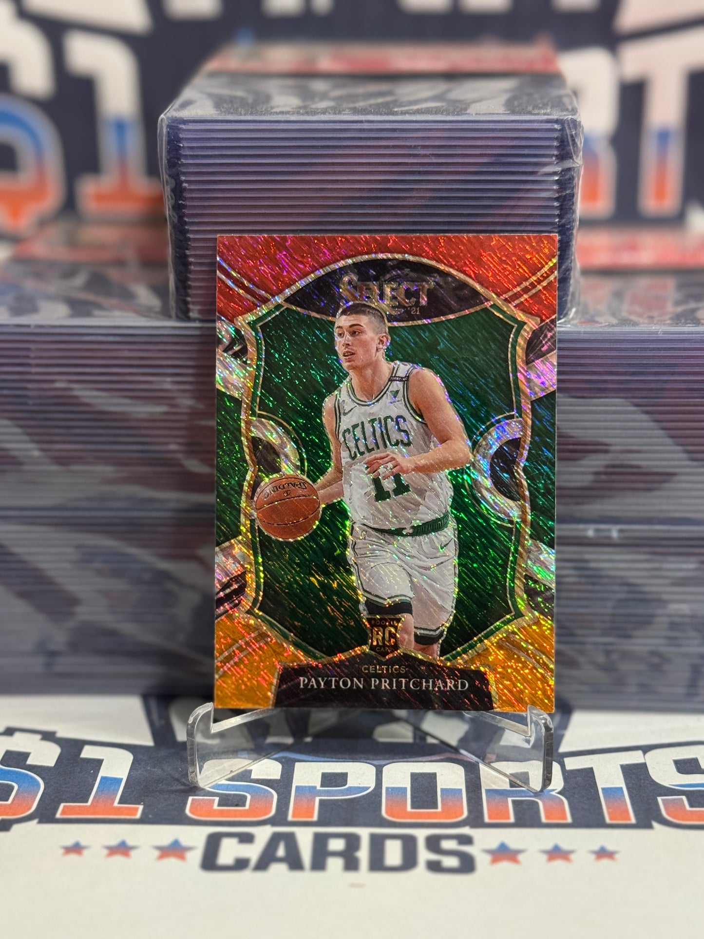 2020 Panini Select (Red White Orange Shimmer Prizm) Payton Pritchard Rookie #86
