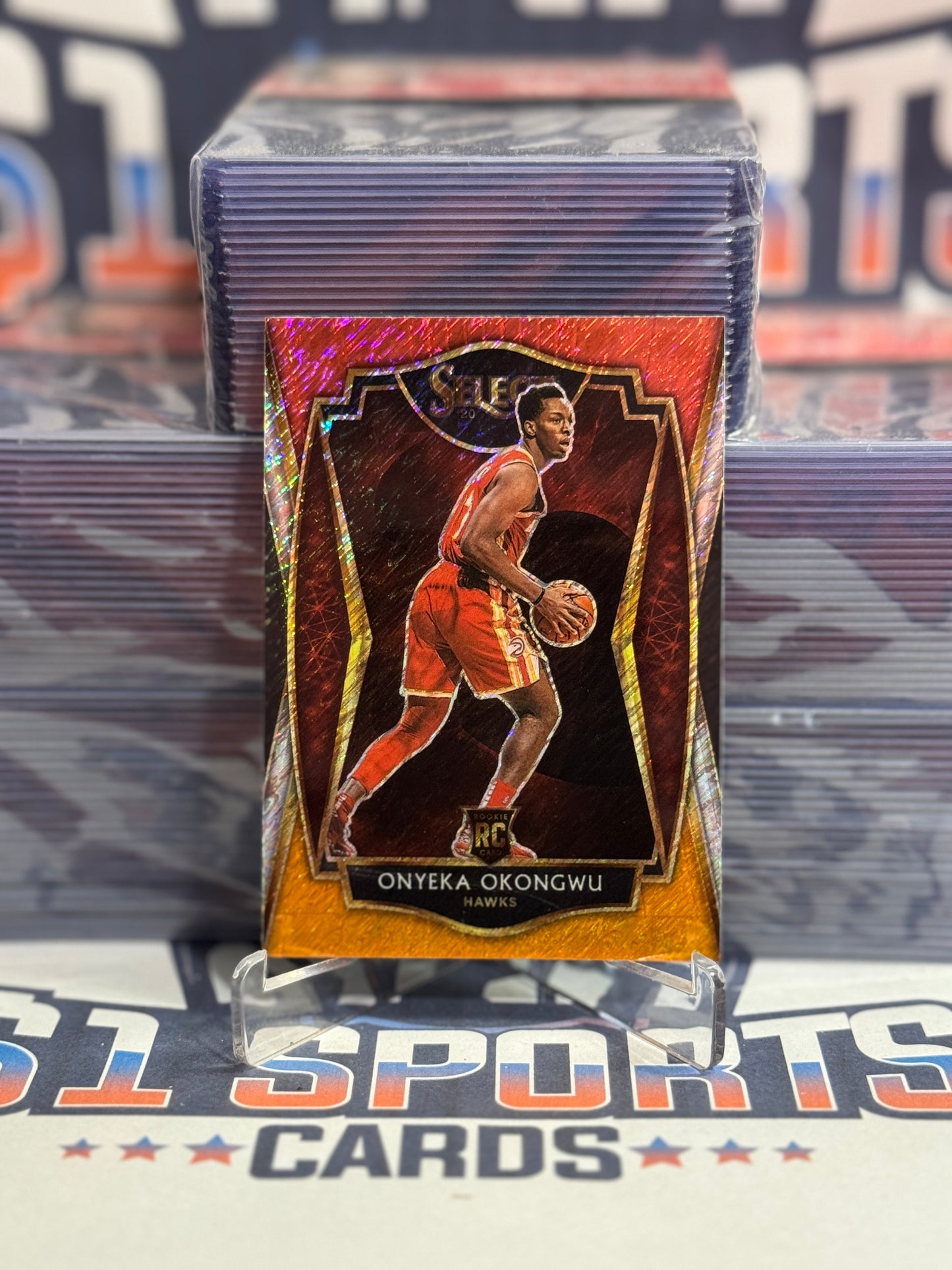 2020 Panini Select (Red White Orange Shimmer Prizm) Onyeka Okongwu Rookie #186