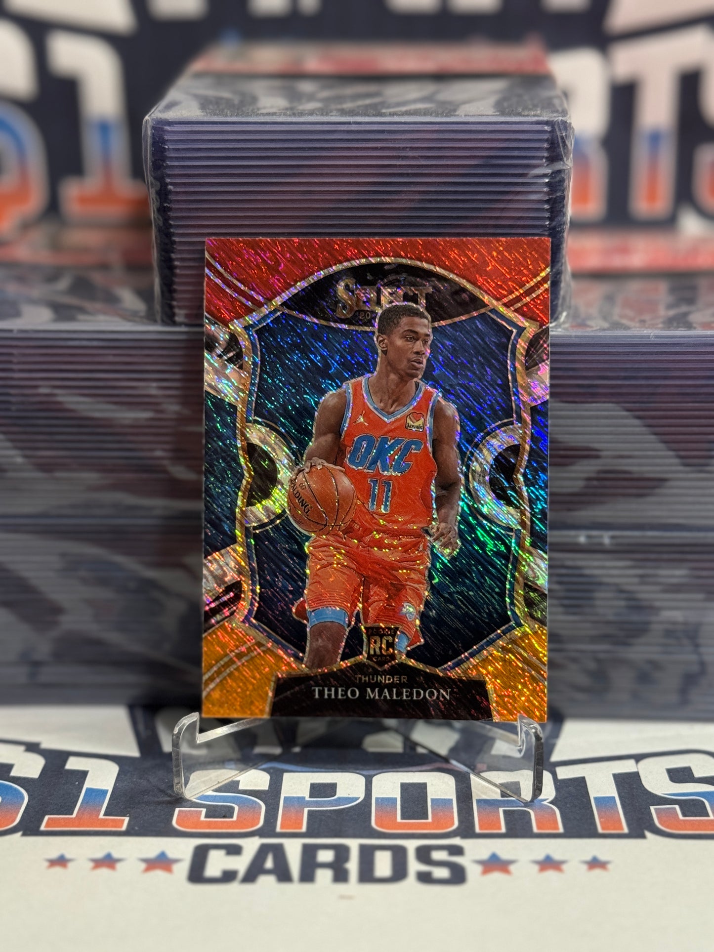 2020 Panini Select (Red White Orange Shimmer Prizm) Theo Maledon Rookie #94