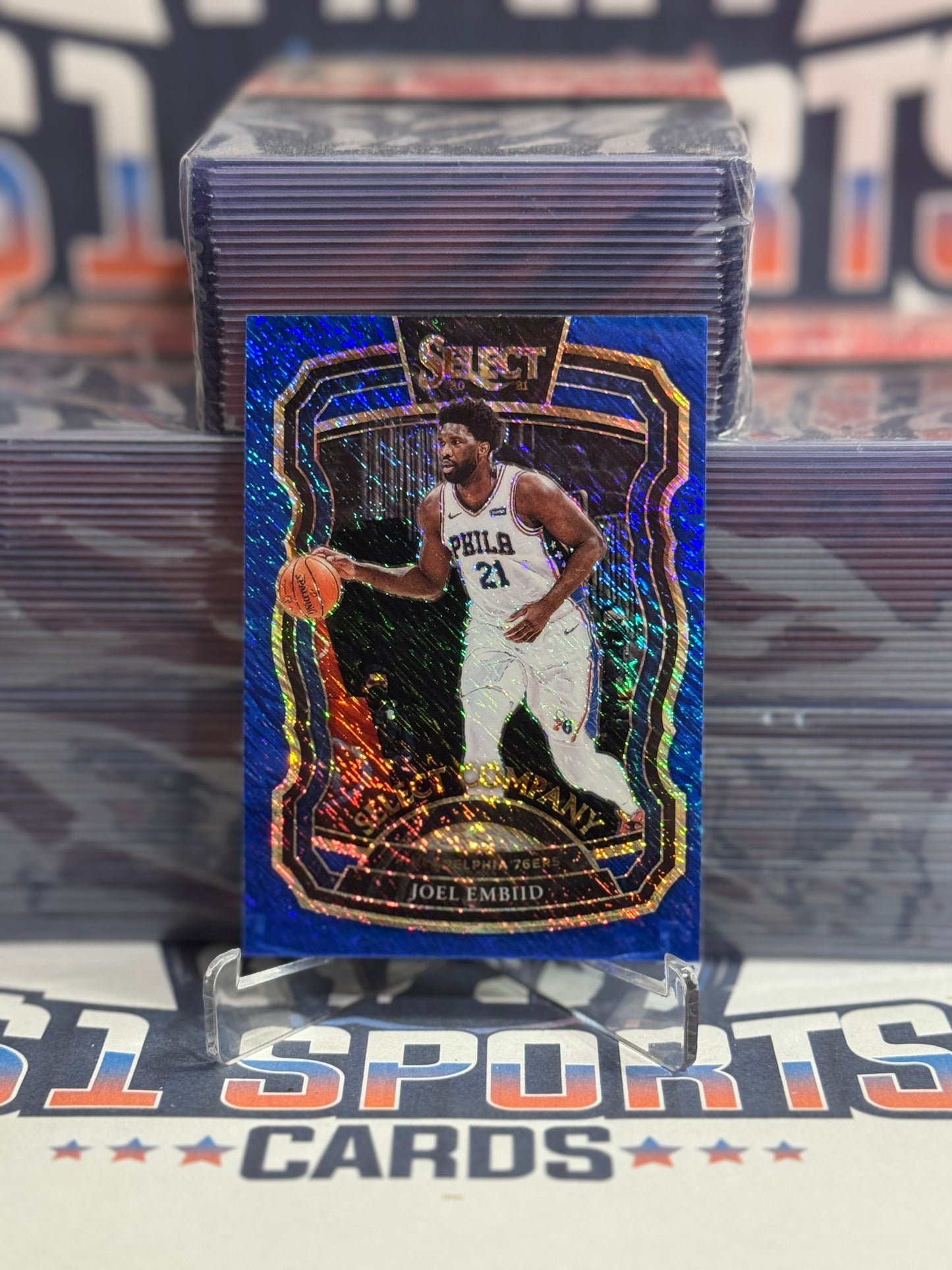 2020 Panini Select (Blue Shimmer Prizm, Select Company) Joel Embiid #24