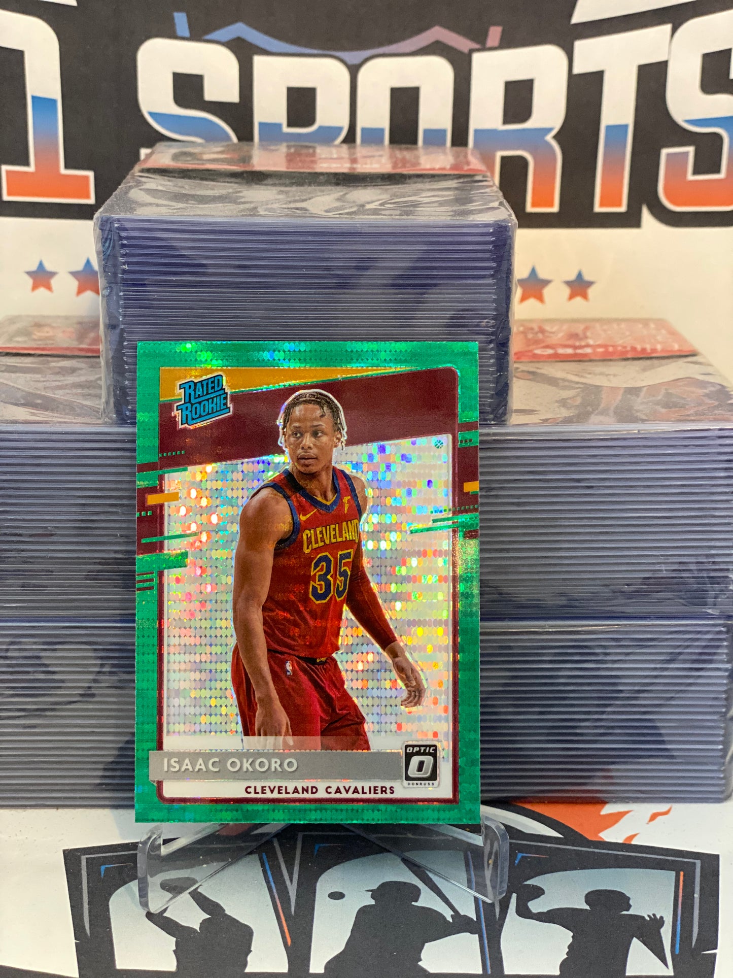 2020 Donruss Optic (Fanatics Green Prizm, Rated Rookie) Isaac Okoro #155