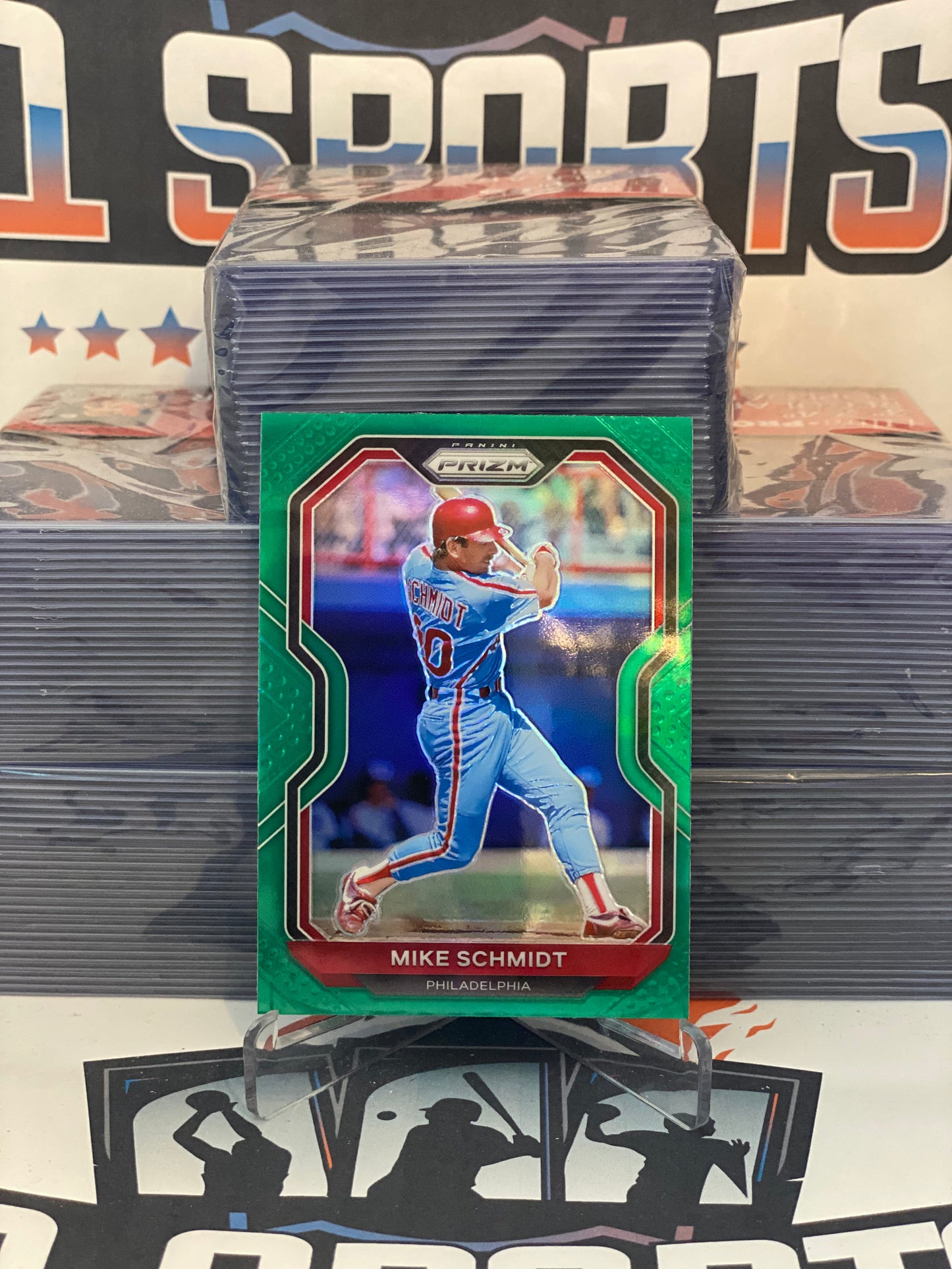 2021 Panini Prizm (Green Prizm) Mike Schmidt #124