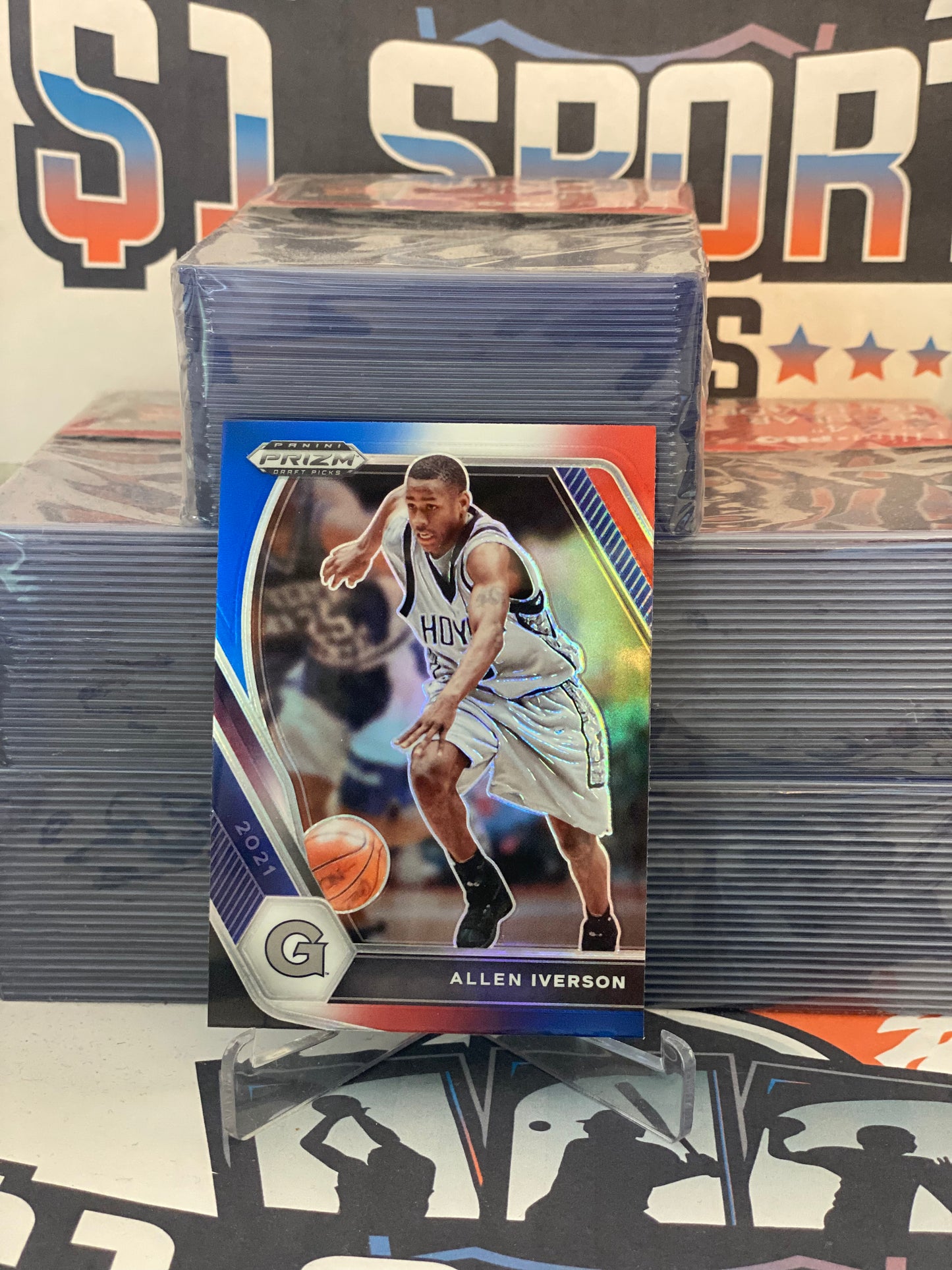 2021 Panini Prizm Draft Picks (Red White Blue Prizm) Allen Iverson #85