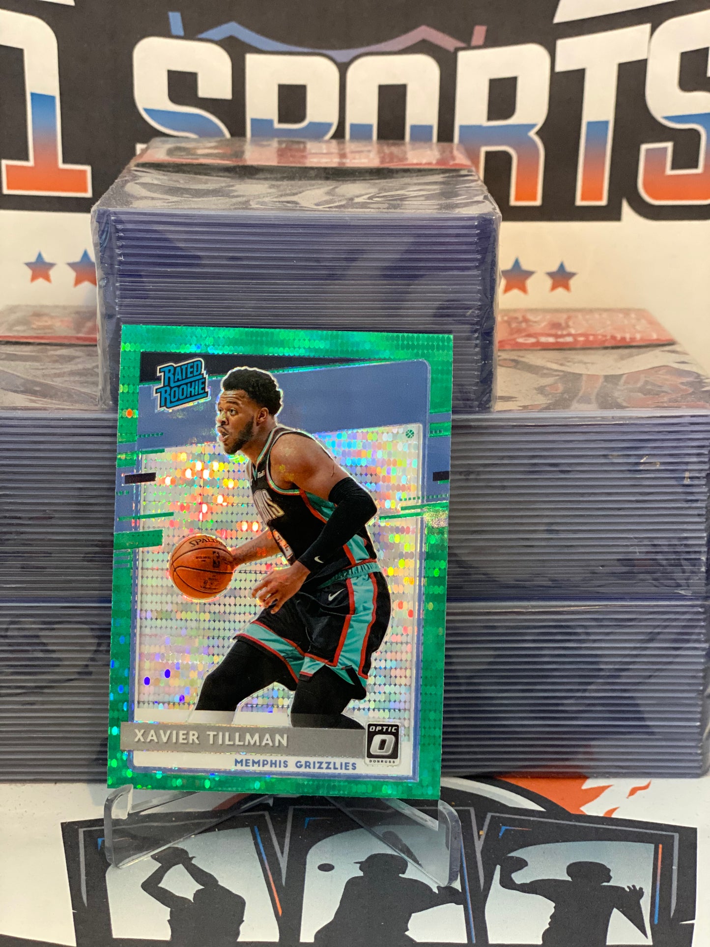 2020 Donruss Optic (Fanatics Green Prizm, Rated Rookie) Xavier Tillman #185