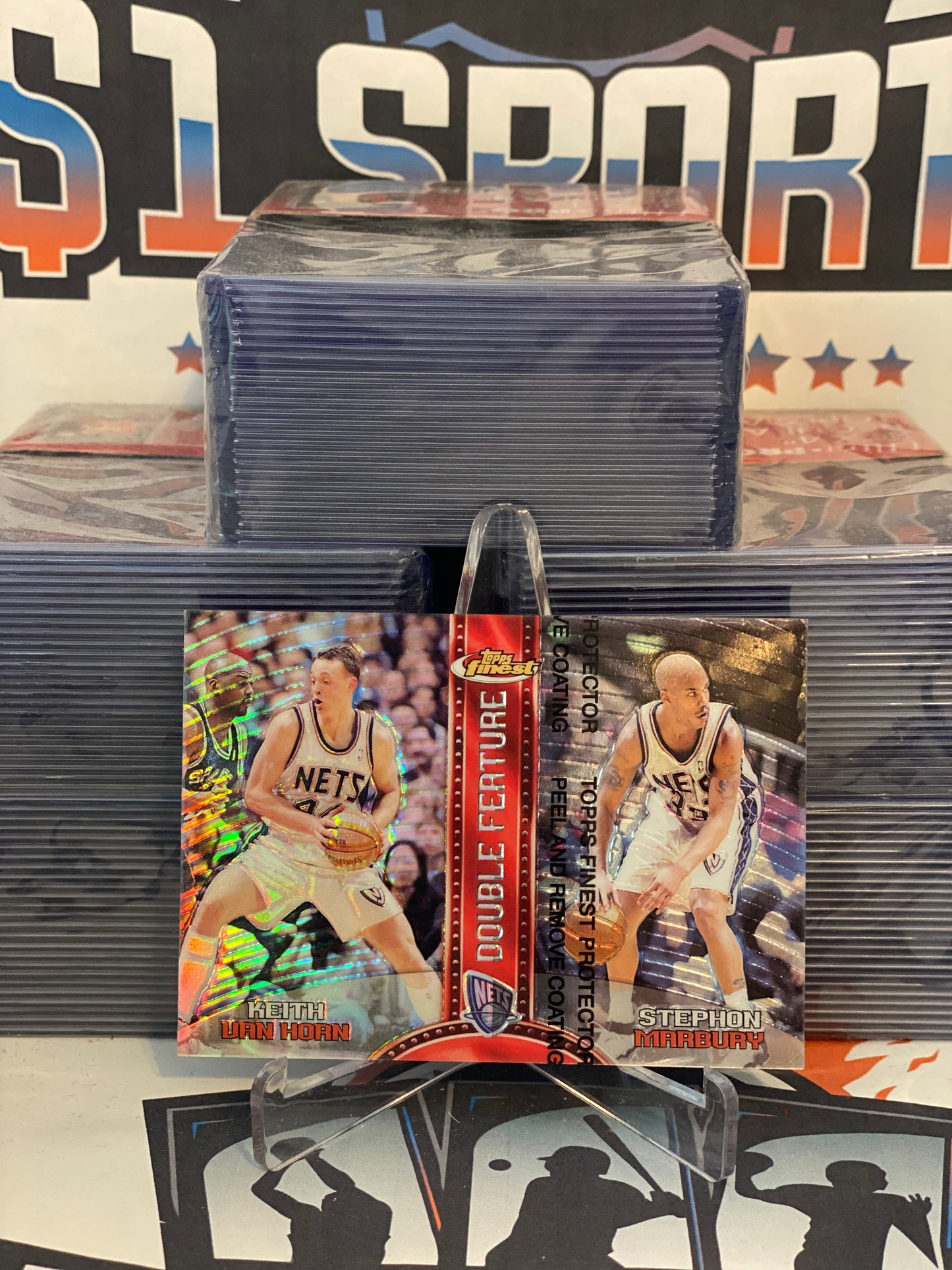 1999 Topps Finest (Refractor, Double Feature) Stephon Marbury & Keith Van Horn #DF7
