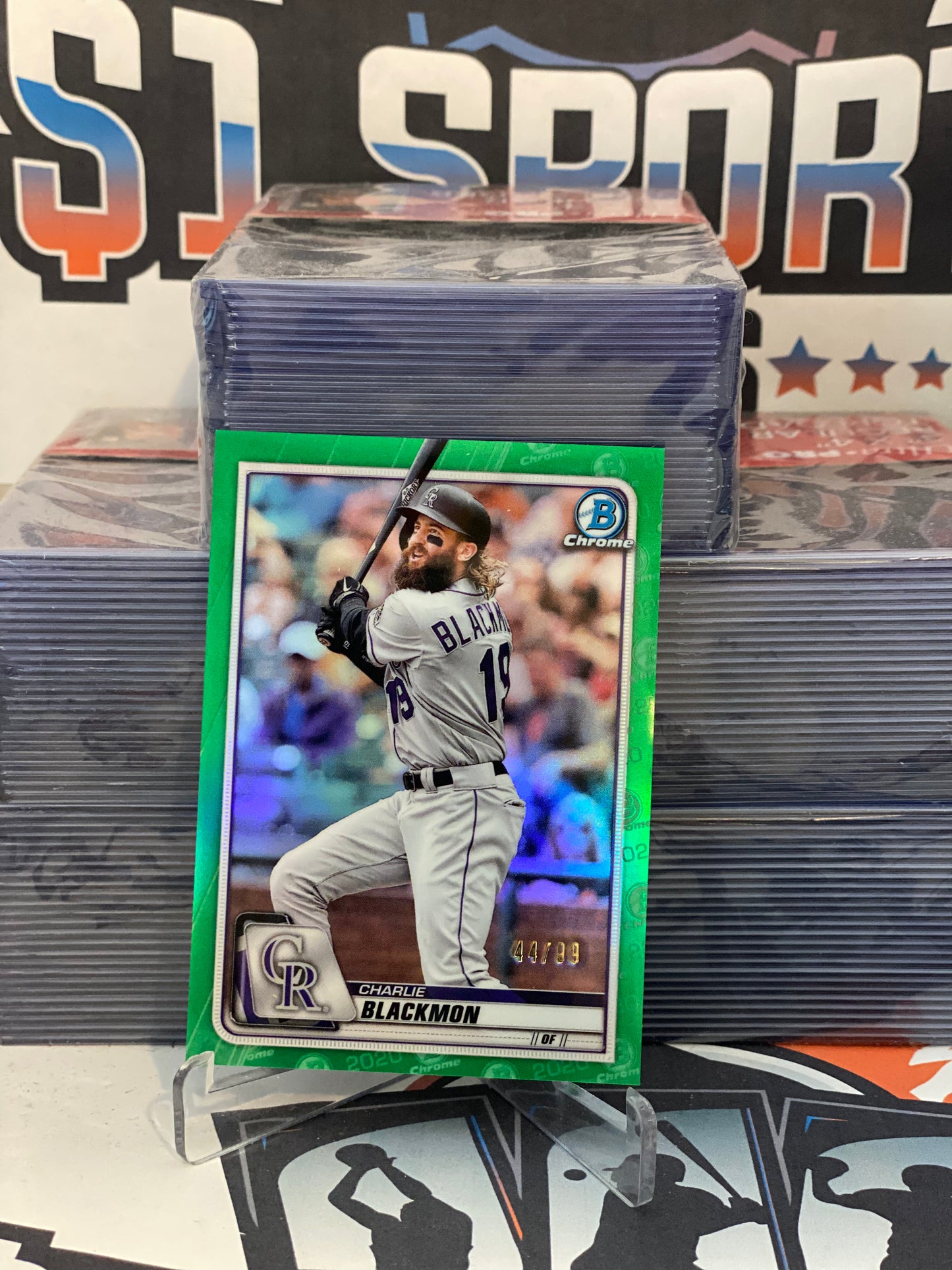 2020 Bowman Chrome (Green Refractor 44/99) Charlie Blackmon #46