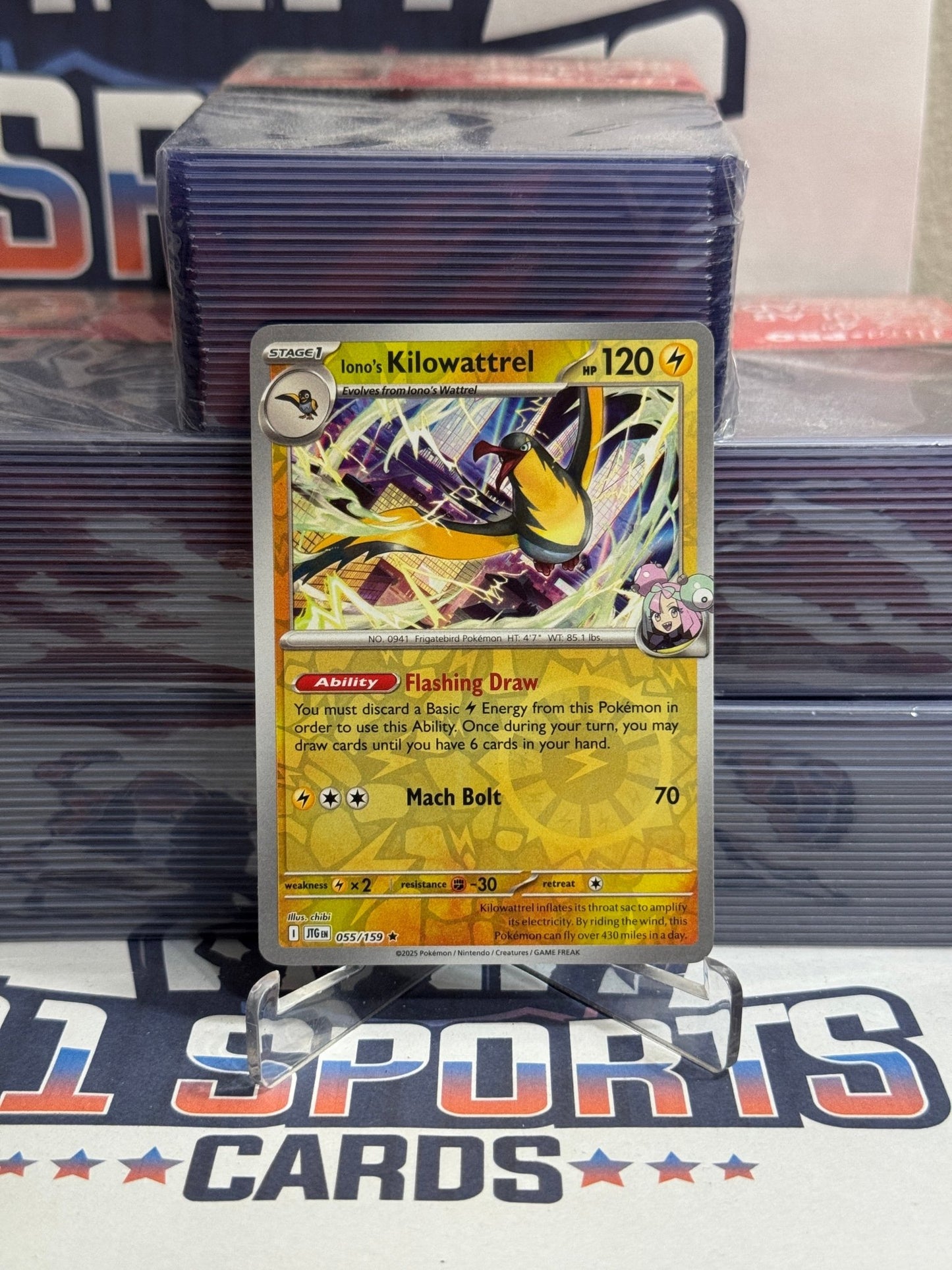 Pokemon TCG: Journey Together - Iono's Kilowattrel (Reverse Holo, Rare) #55