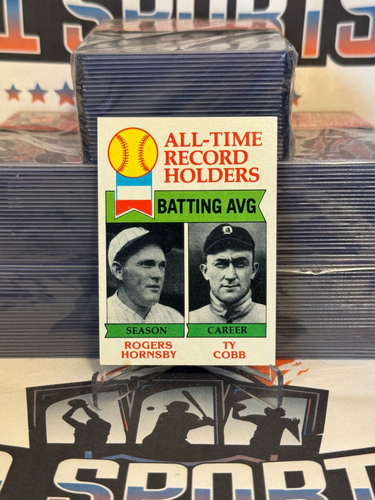 1979 Topps (All-Time Records) Rogers Hornsby & Ty Cobb #414