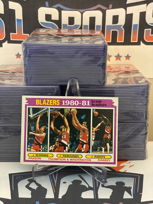 1981 Topps (Portland Trail Blazers Team Leaders) Jim Paxson, Kelvin Ransey, Mychal Thompson, Kermit Washington #61