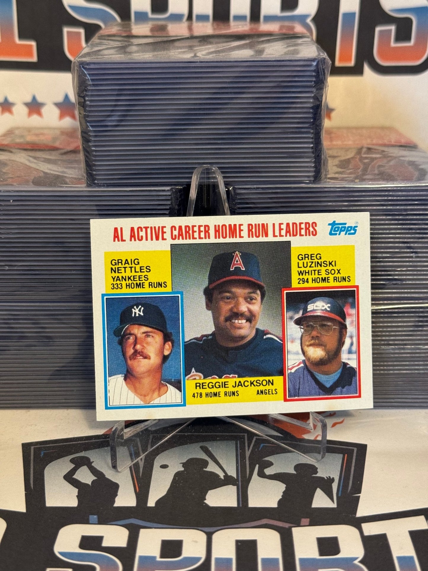 1984 Topps (League Leaders) Reggie Jackson, Greg Luzinski, Craig Nettles #712