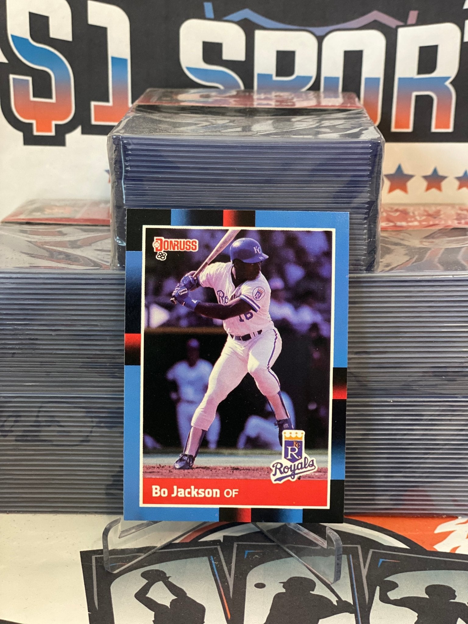 Bo Jackson in 1989 Topps baseball card with the Kansas City Royals