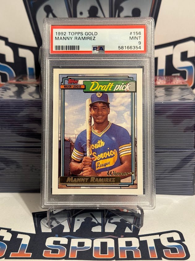 1992 Topps (Gold Winner, Draft Pick) Manny Ramirez Rookie #156 - PSA 9
