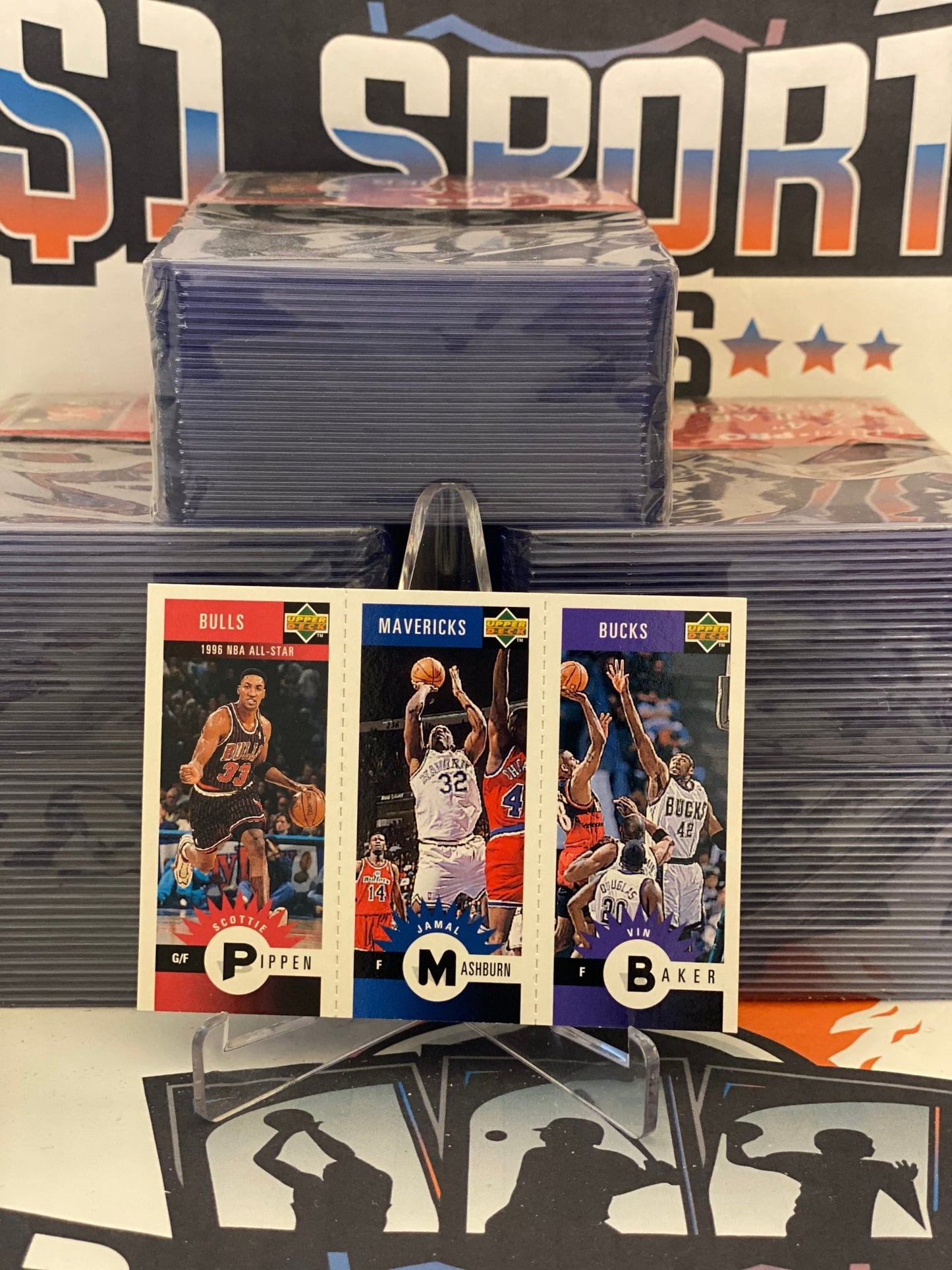 1996 Upper Deck Collector's Choice (Mini Cards) Vin Baker, Jamal Mashburn, Scottie Pippen #M137