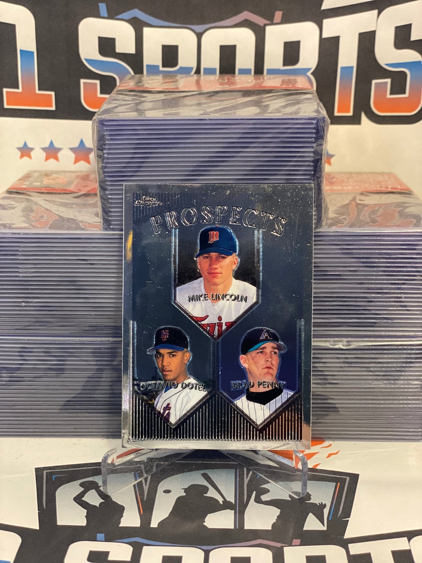 1999 Topps Chrome (Prospects) Mike Lincoln, Octavio Dotel, Brad Penny Rookie #211