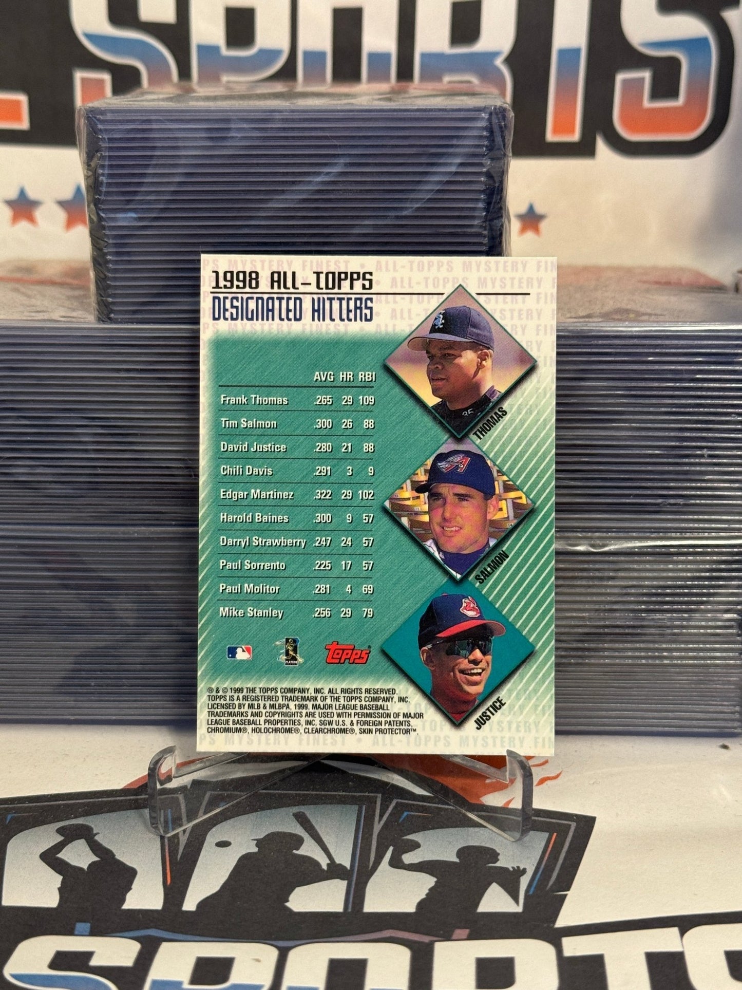 1999 Topps Finest (Unpeeled) Frank Thomas, Tim Salmon, David Justice #NNO