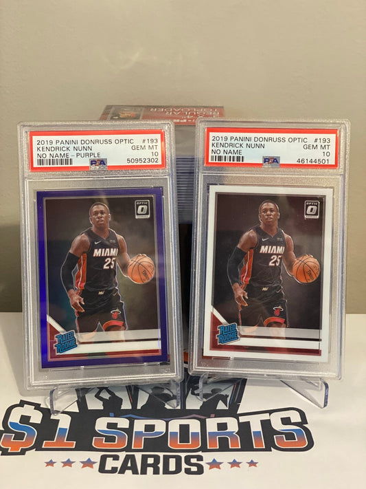 2-Card Lot: 2019 Donruss Optic Kendrick Nunn Rated Rookie #193 - PSA 10