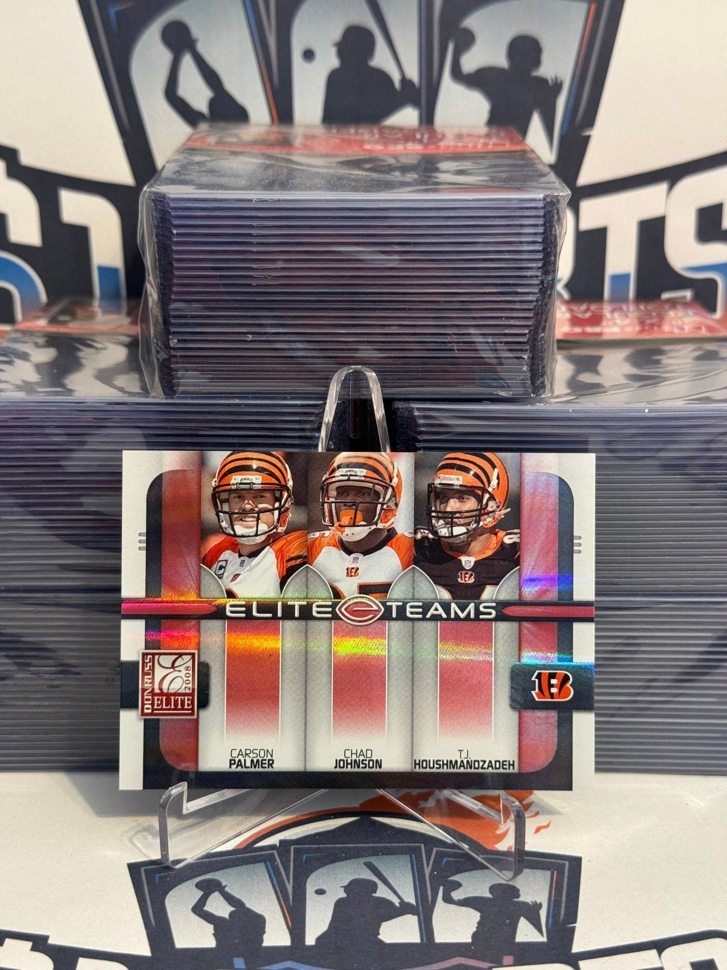 2008 Donruss Elite (Pink, Elite Teams 130/400) Chad Johnson, Carson Palmer, TJ Houshmandzadeh #NNO