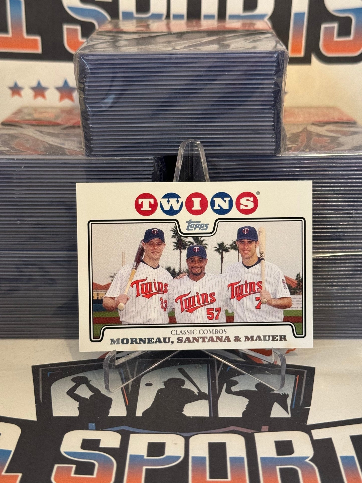 2008 Topps (Classic Combos) Justin Morneau, Joe Mauer, Johan Santana #287