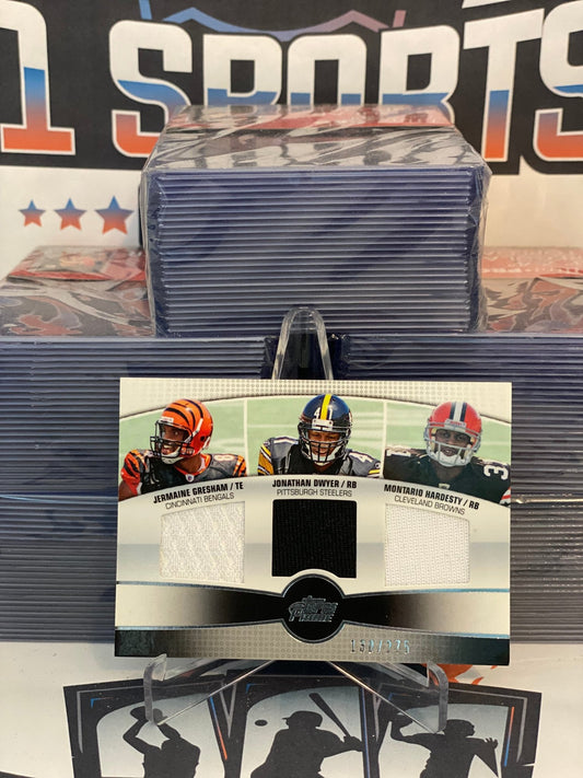 2010 Topps Prime (Triple Relic 130/275) Jermaine Gresham, Jonathan Dwyer, Montario Hardesty #3QR-GDH