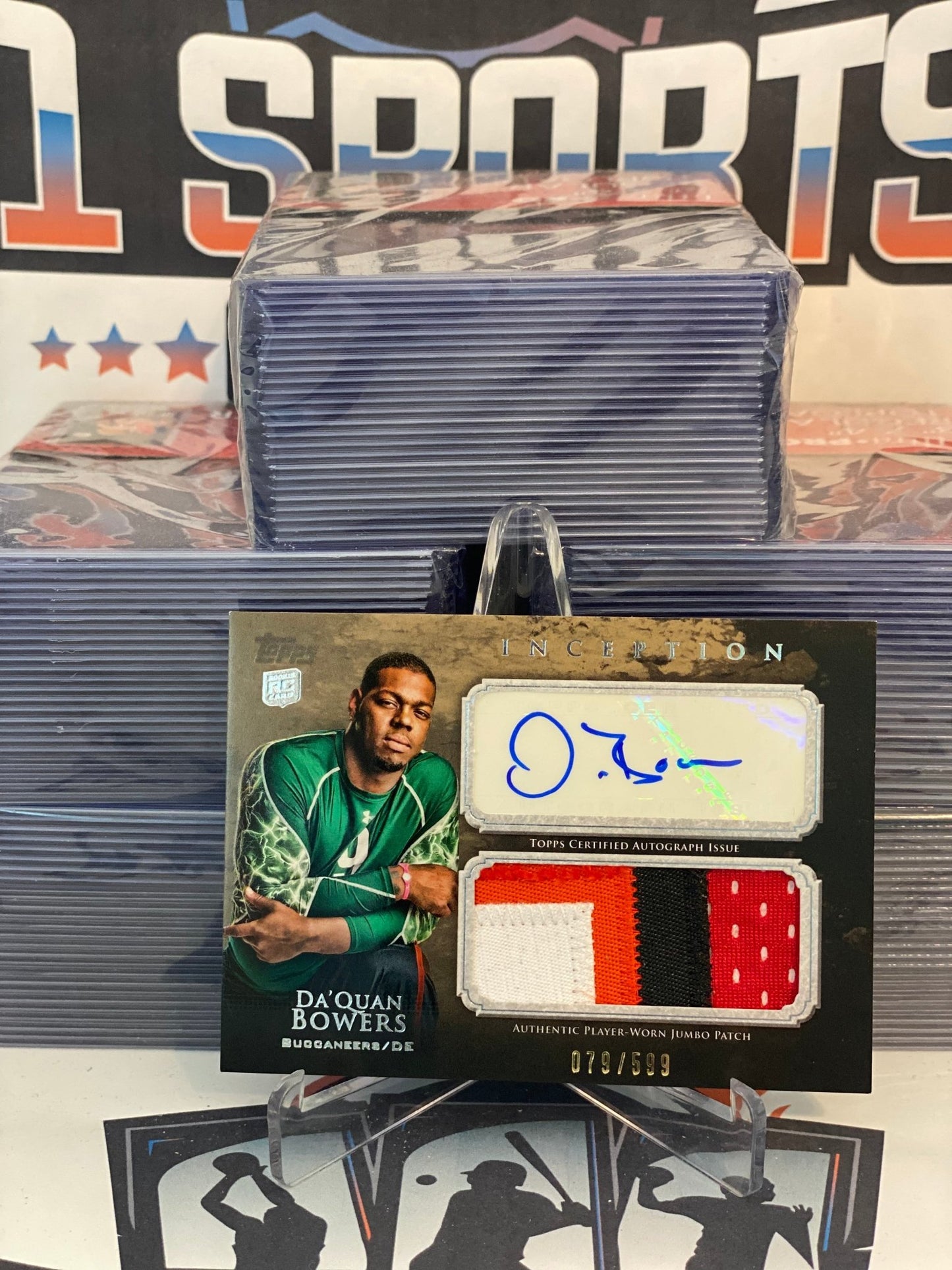 2011 Topps Inception (Rookie Patch Auto Relic 079/599) Da'Quan Bowers #AJP-DB
