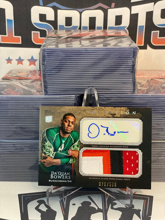 2011 Topps Inception (Rookie Patch Auto Relic 079/599) Da'Quan Bowers #AJP-DB