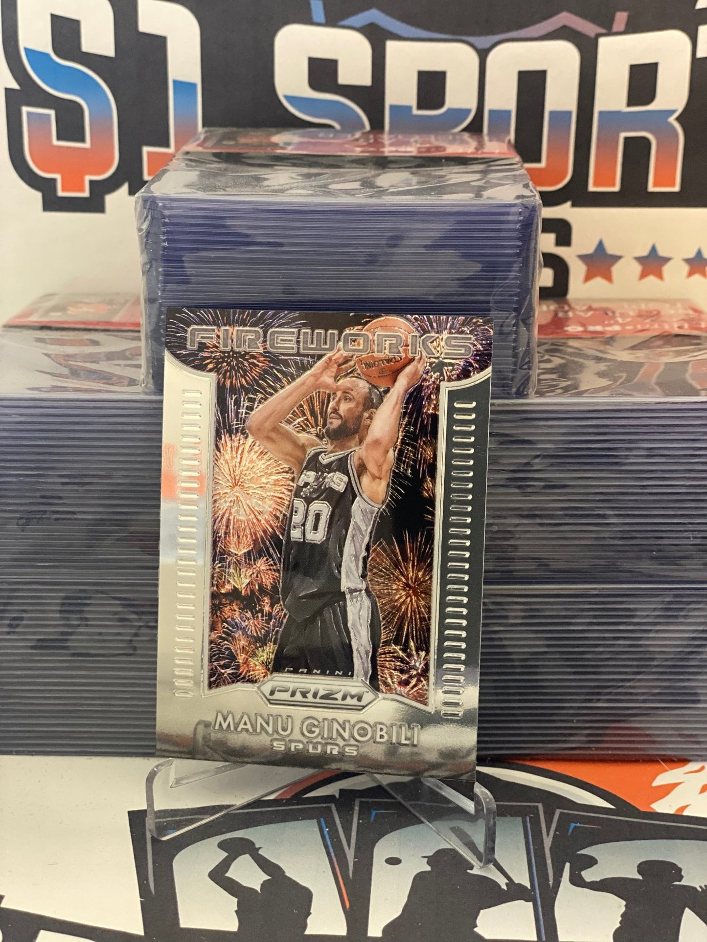 2015 Panini Prizm (Fireworks) Manu Ginobili #34