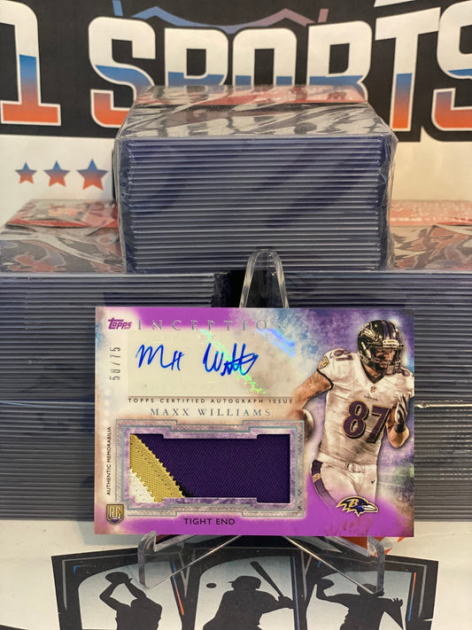 2015 Topps Inception (Rookie Patch Auto Relic 58/75) Maxx Williams #AJP-MW