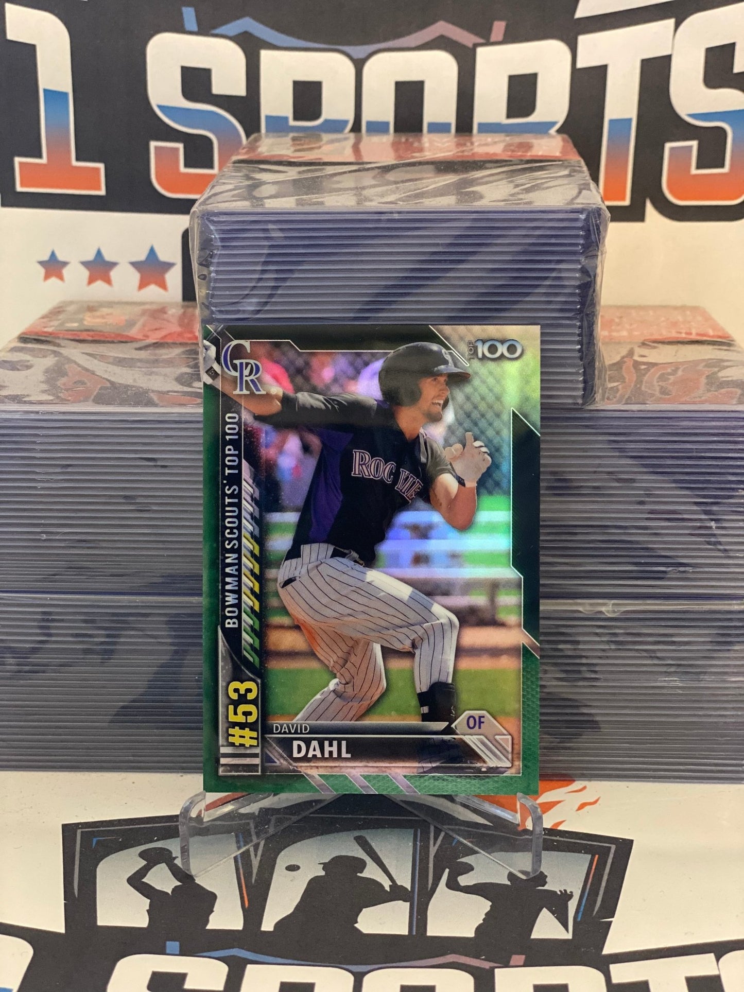 2016 Bowman Chrome (Green Refractor, Top 100 82/99) David Dahl #BTP-53