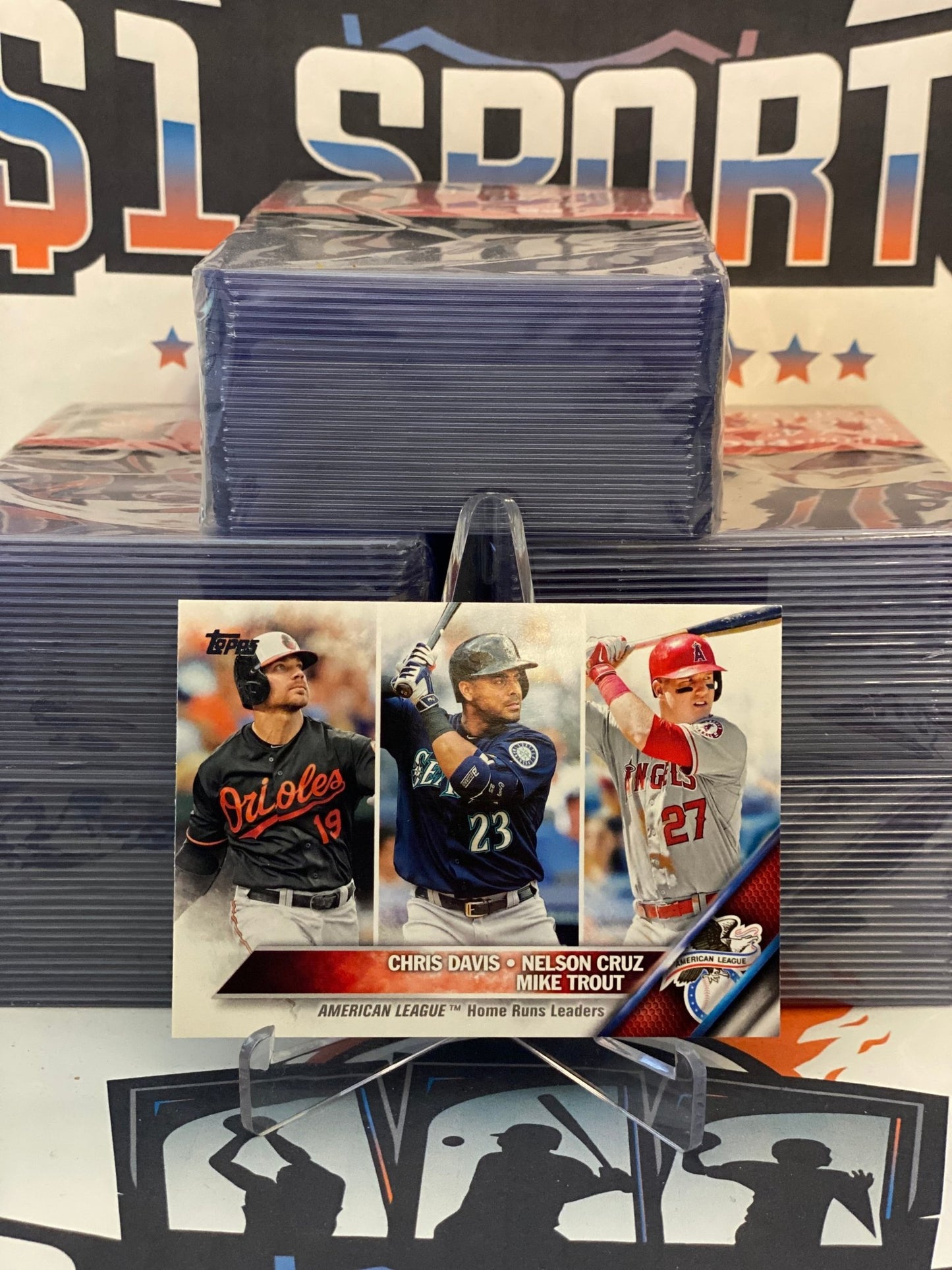 2016 Topps (A.L. League Leaders) Chris Davis, Mike Trout, Nelson Cruz #26