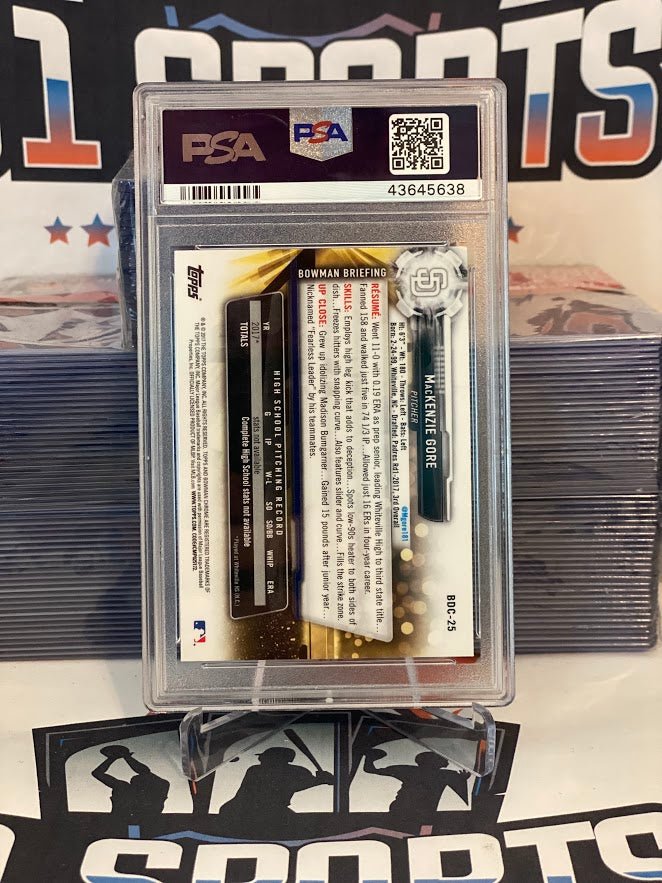 2017 Bowman Chrome Draft (1st Bowman) MacKenzie Gore #BDS25 - PSA 10