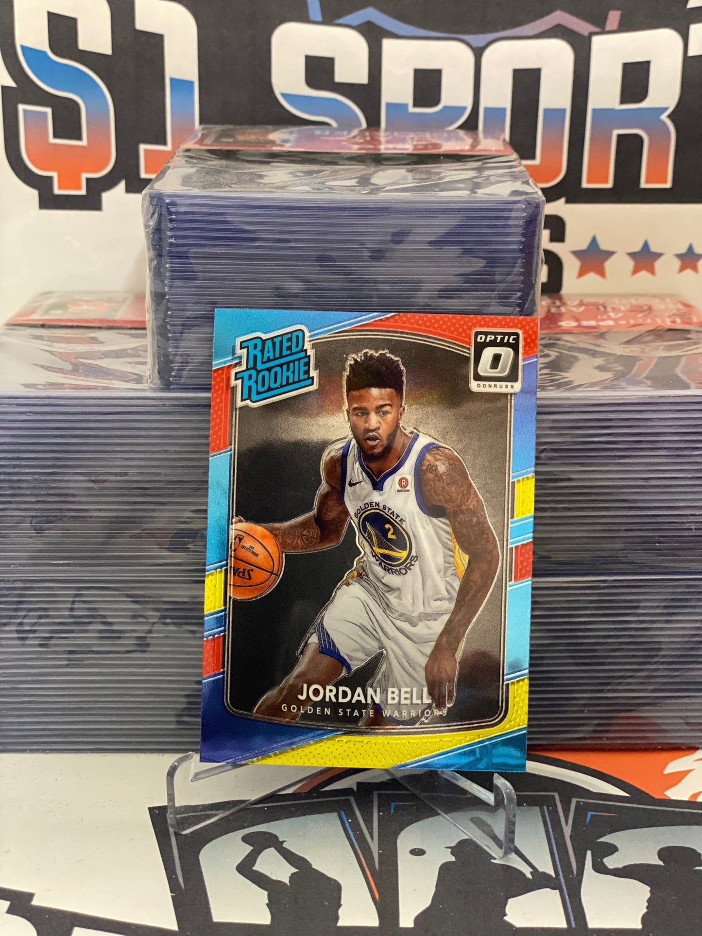 2017 Donruss Optic (Mega Red Yellow, Rated Rookie) Jordan Bell #163