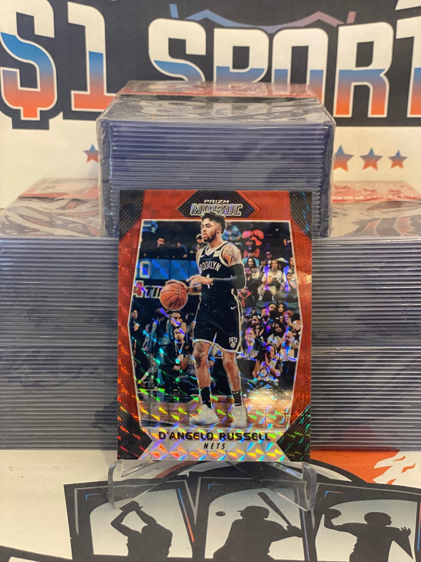 2017 Panini Prizm (Red Mosaic Prizm) D'Angelo Russell #47