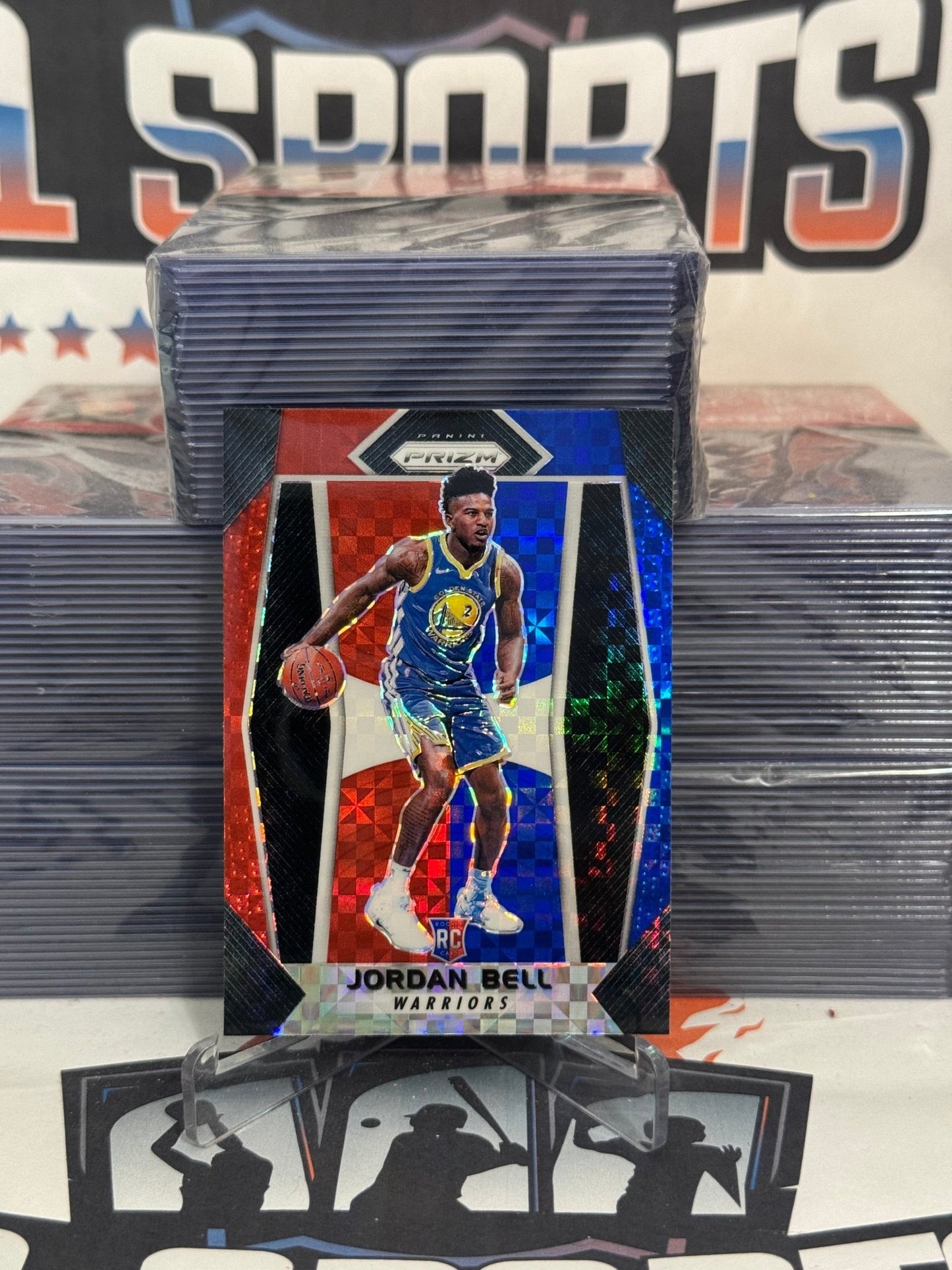 2017 Panini Prizm (Red White Blue Prizm) Jordan Bell Rookie #47