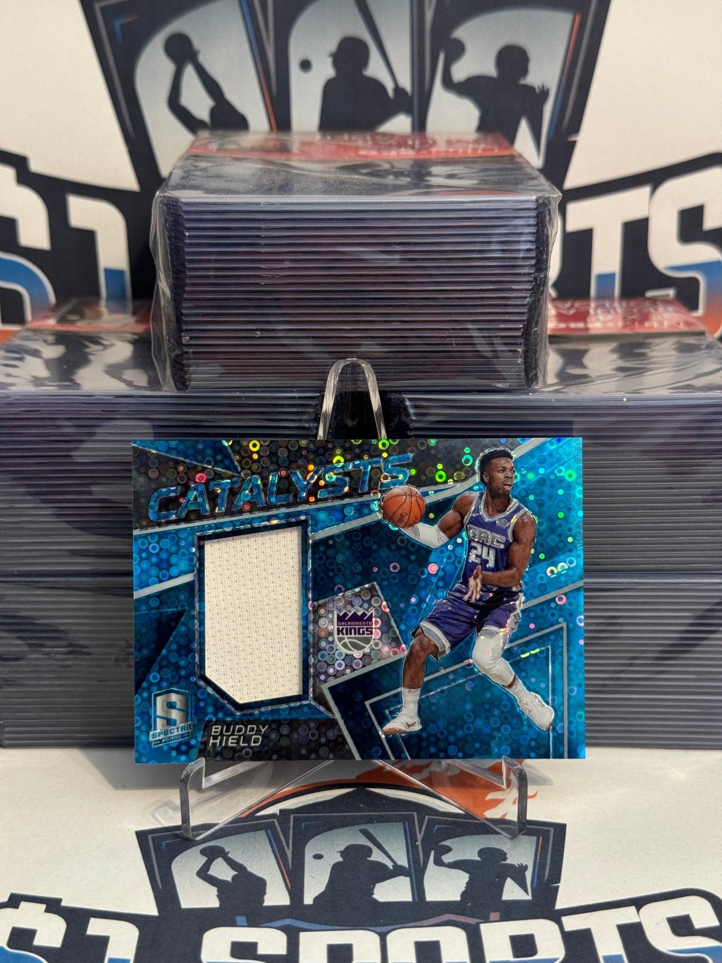 2017 Panini Spectra (Blue Disco Prizm, Catalysts Relic 66/99) Buddy Hield #CAT-7