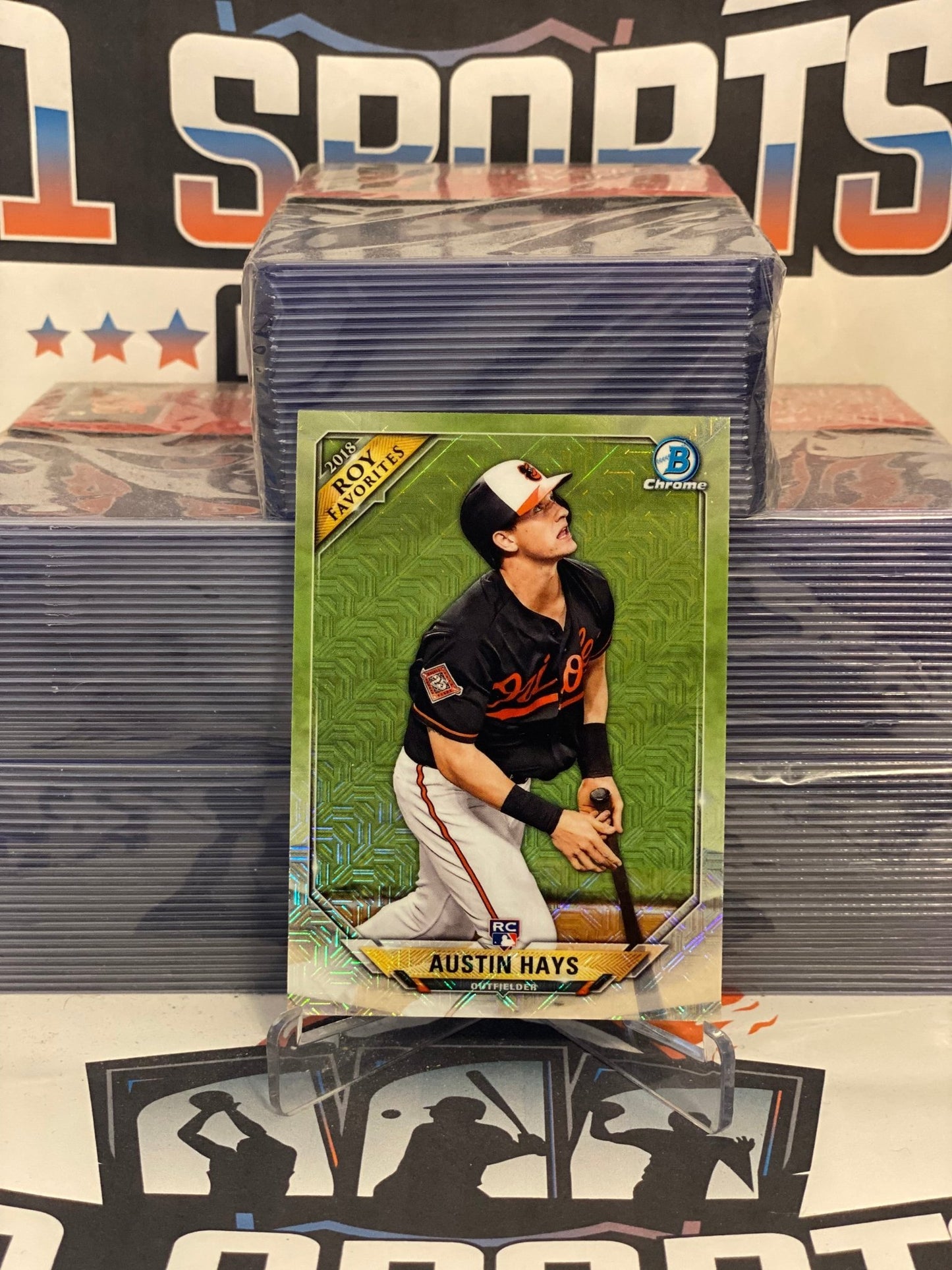2018 Bowman Chrome (Mega Refractor, Rookie of the Year Favorite) Austin Hays #ROYF-AH