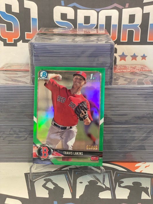 2018 Bowman Chrome Prospects (Green Refractor, 1st Bowman 18/99) Travis Lakins #BCP139