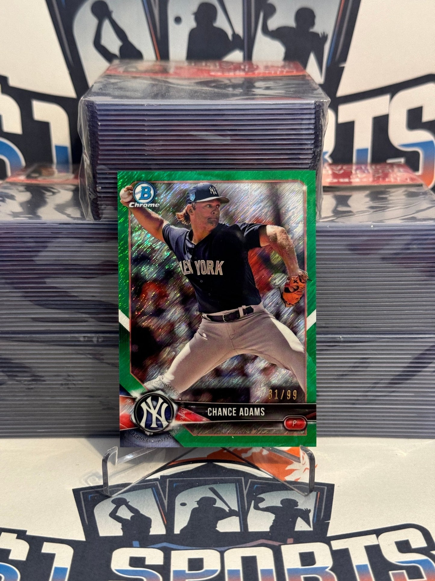 2018 Bowman Chrome Prospects (Green Shimmer Refractor 31/99) Chance Adams #BCP208