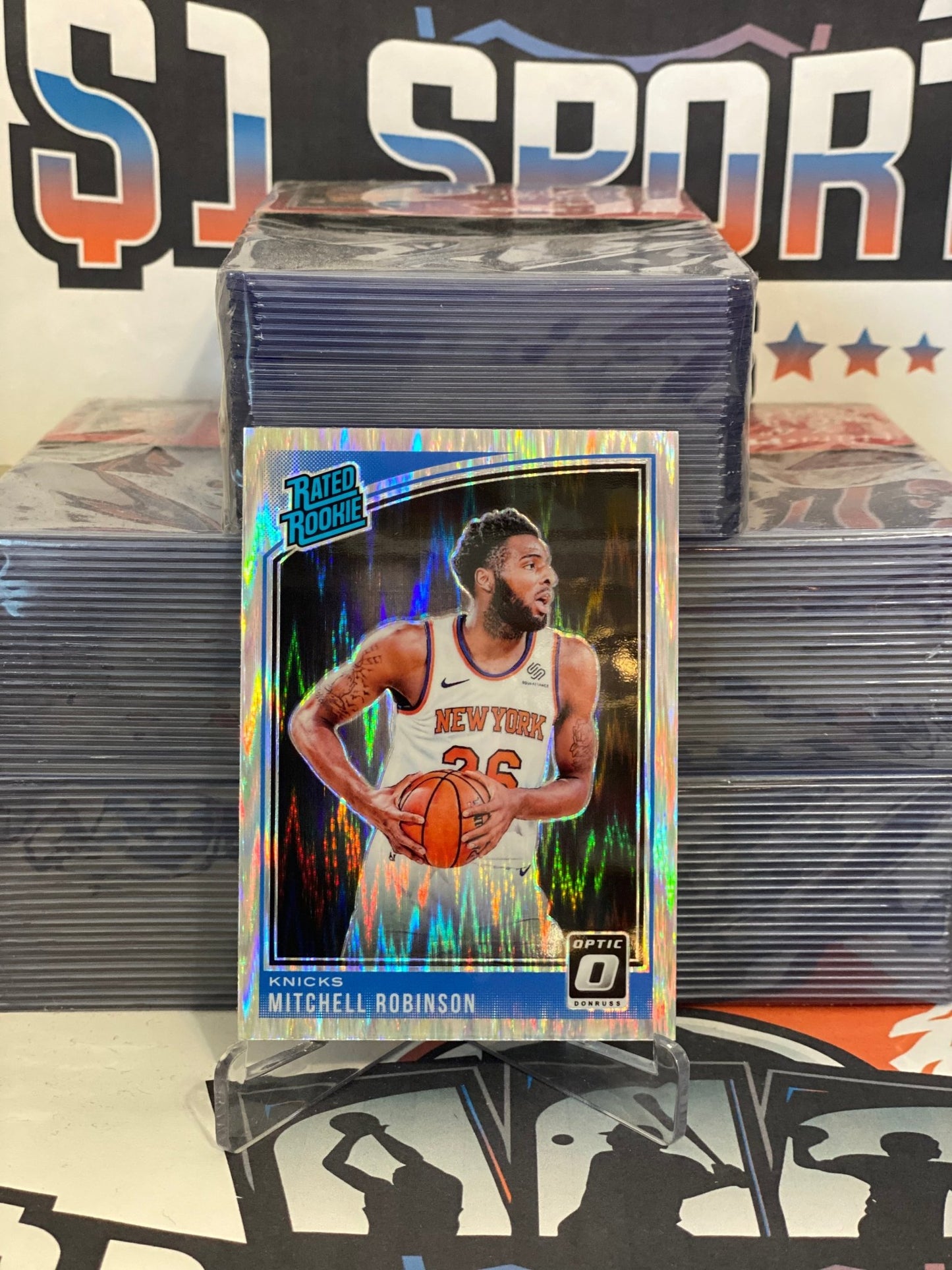 2018 Donruss Optic (Silver Flash Prizm, Rated Rookie) Mitchell Robinson #163
