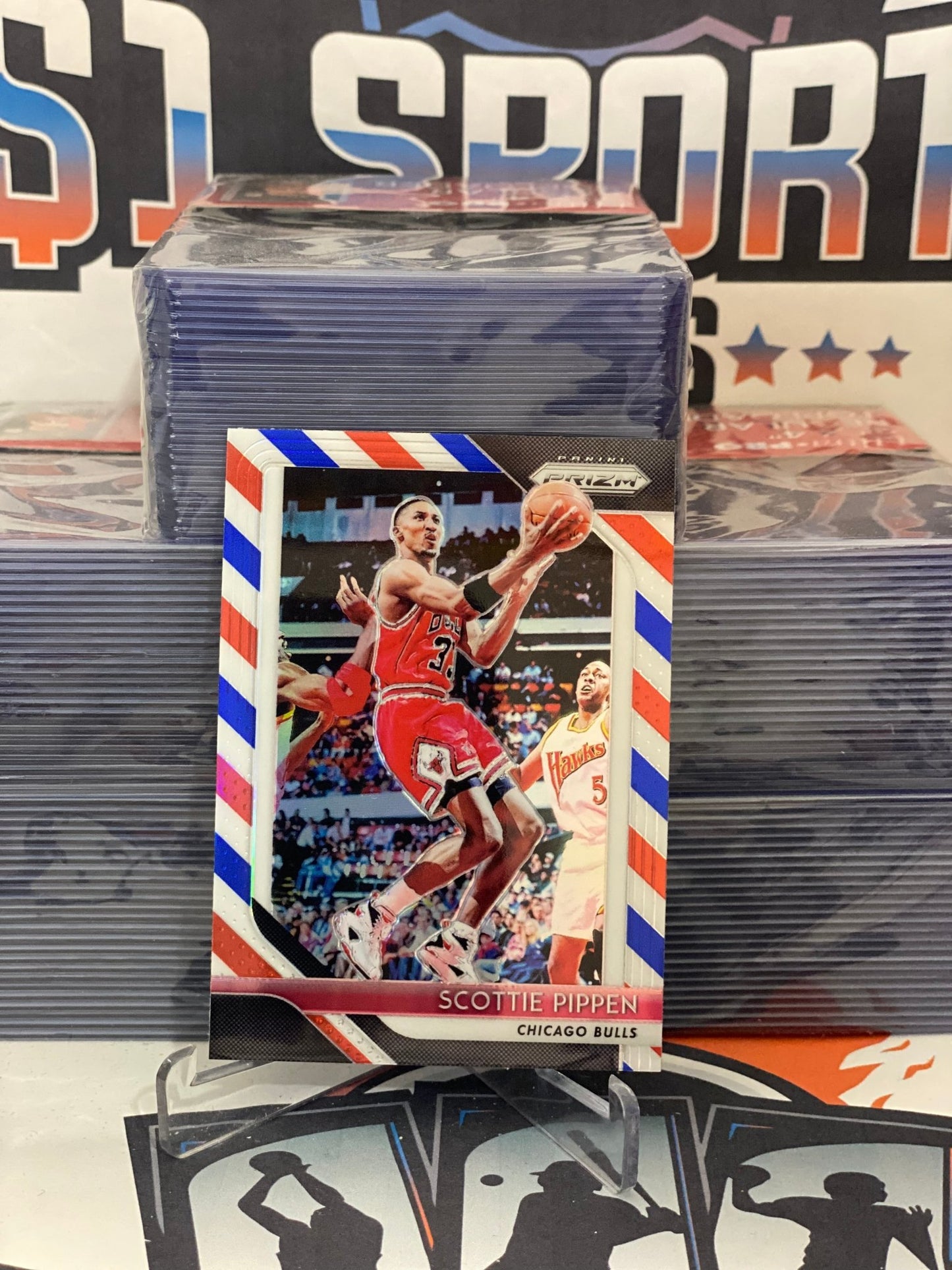 2018 Panini Prizm (Red White Blue Prizm) Scottie Pippen #65