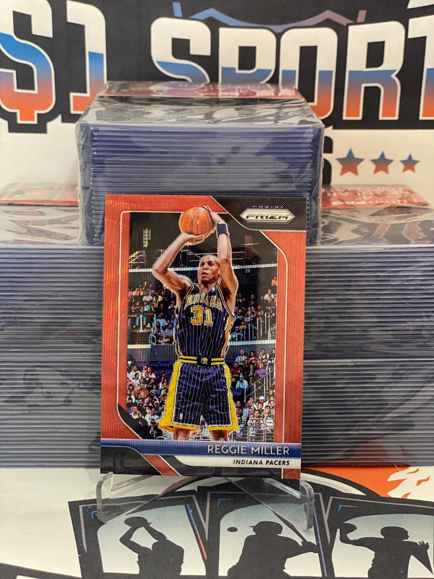 2018 Panini Prizm (Ruby Wave Prizm) Reggie Miller #55