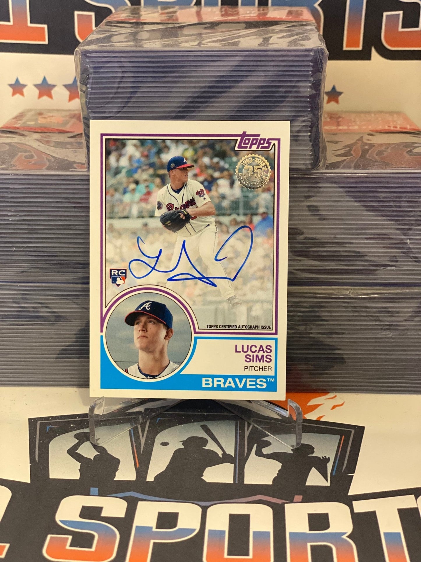 2018 Topps (1983 Redux Auto) Lucas Sims Rookie #83A-LS