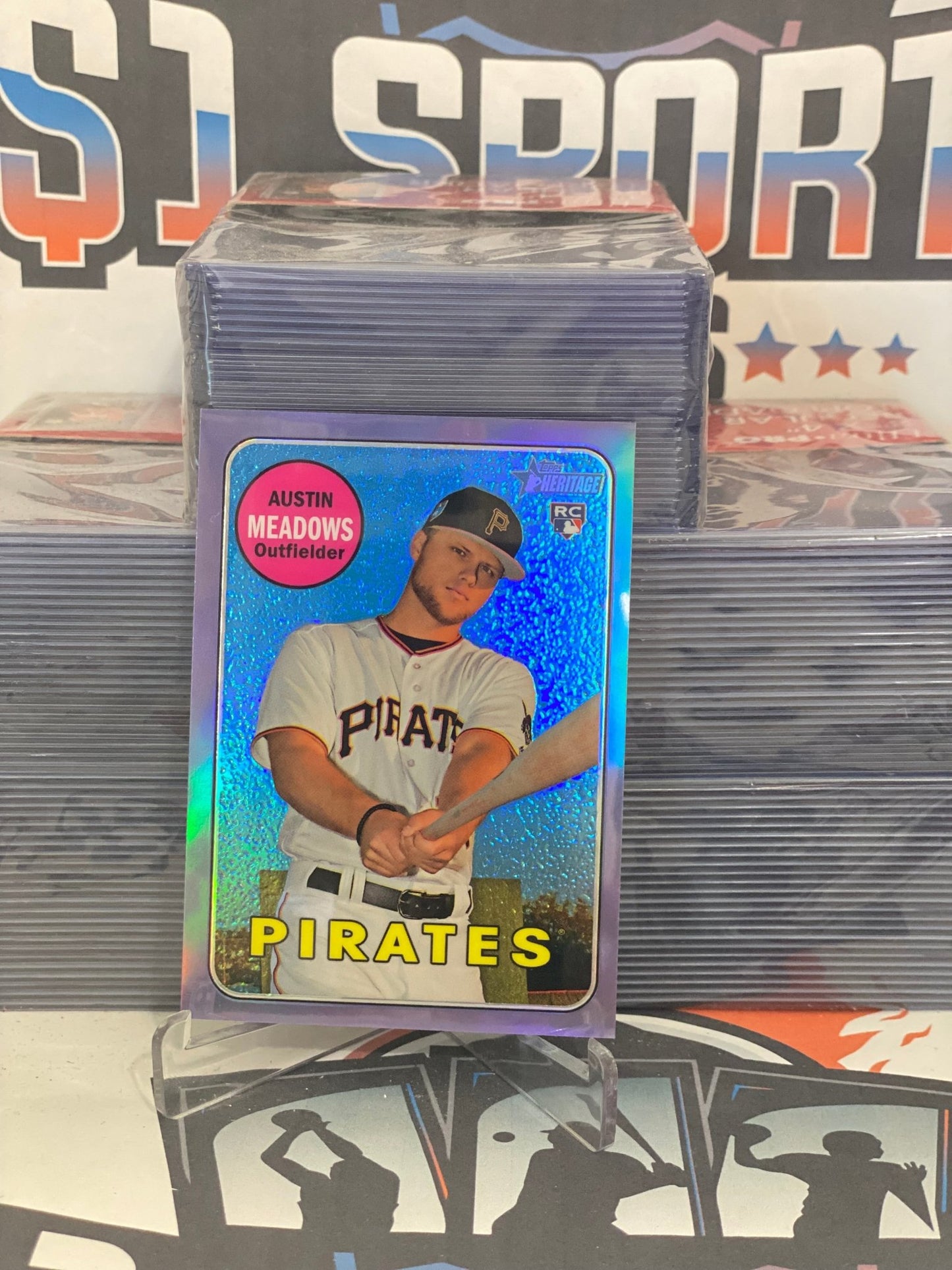 2018 Topps Heritage (Purple Chrome Refractor, Rookie Cup) Austin Meadows #THC-568