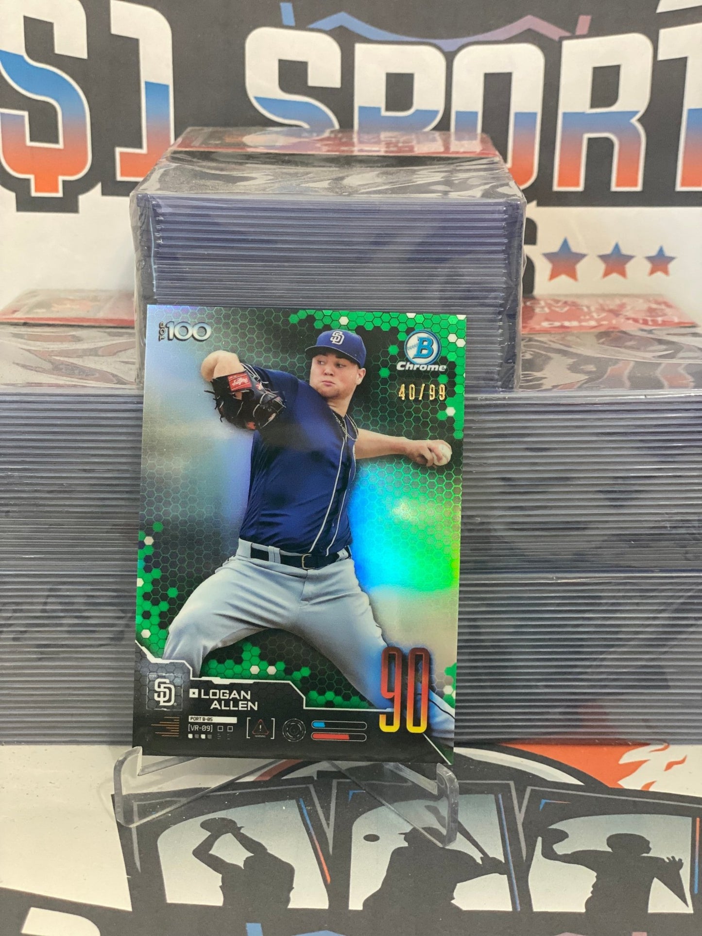 2019 Bowman Chrome (Green Refractor, Top 100 40/99) Logan Allen #BTP-90