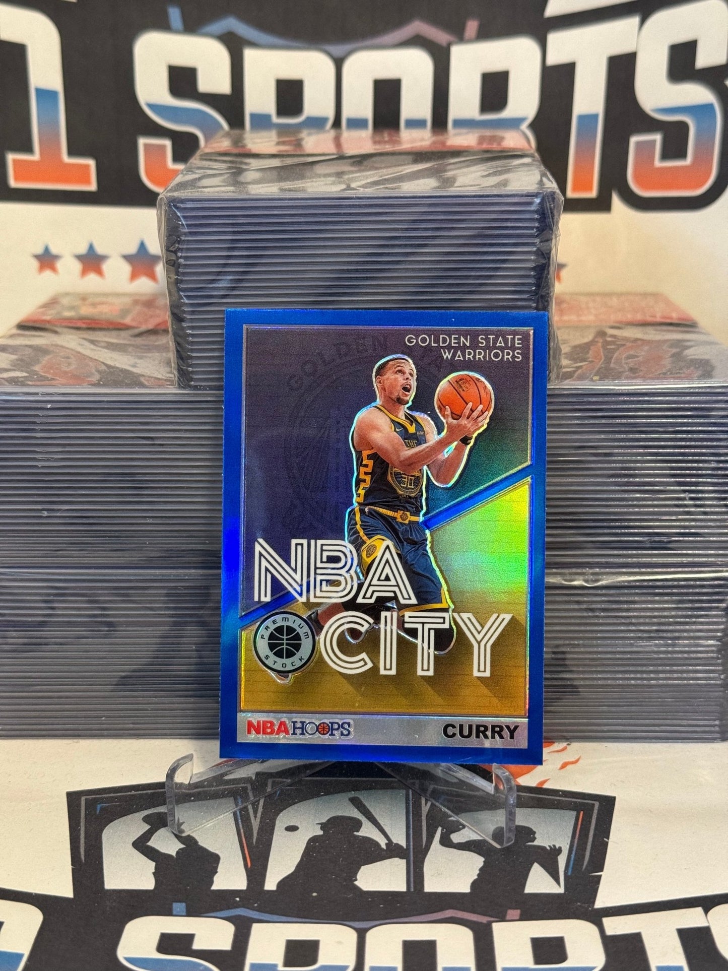 2019 Hoops Premium Stock (Blue Prizm, NBA City) Stephen Curry #2