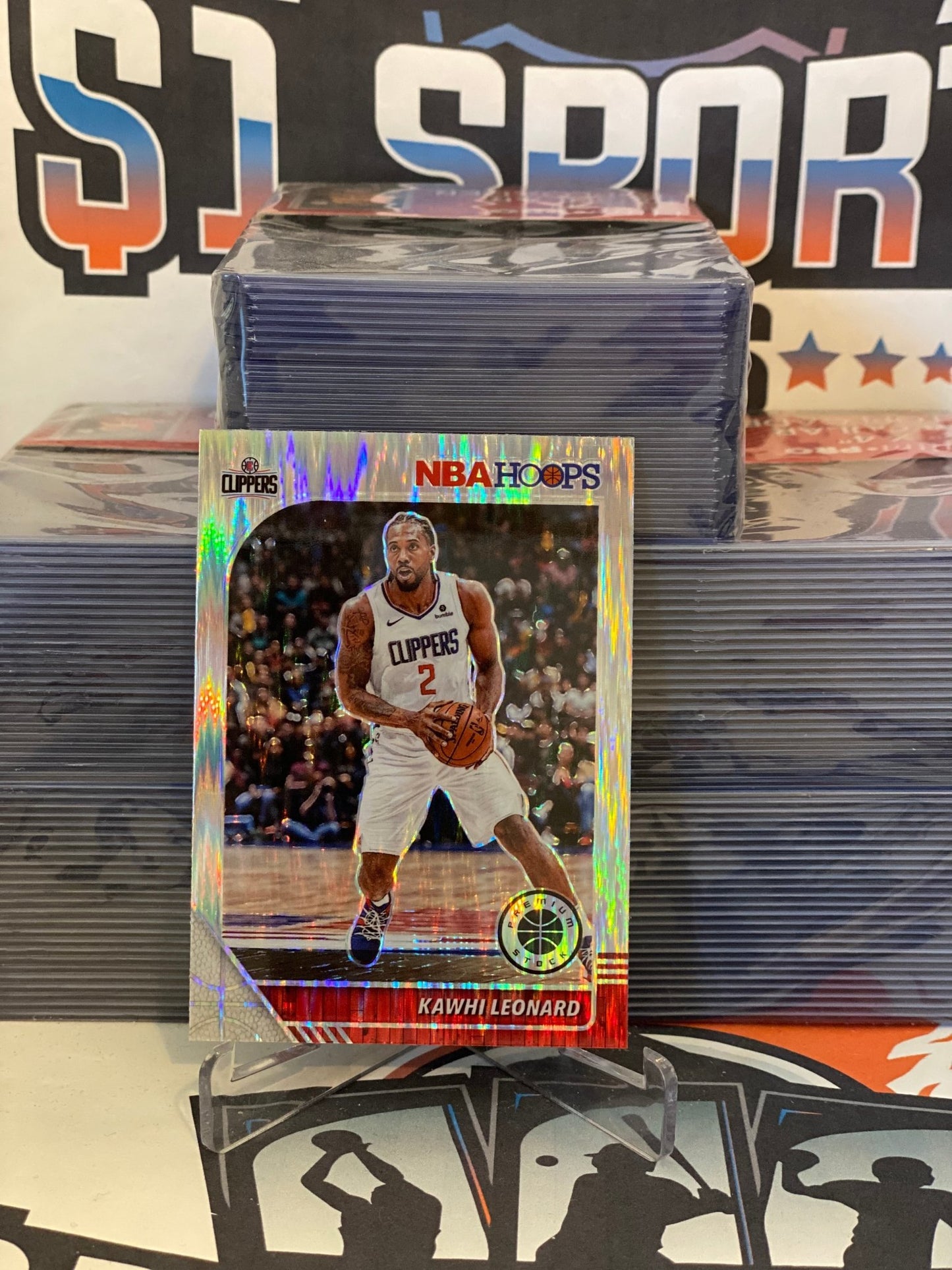 2019 Hoops Premium Stock (Flash Prizm) Kawhi Leonard #177