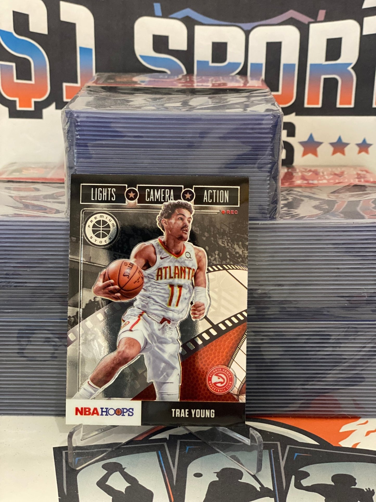 2019 Hoops Premium Stock (Lights Camera Action) Trae Young #22