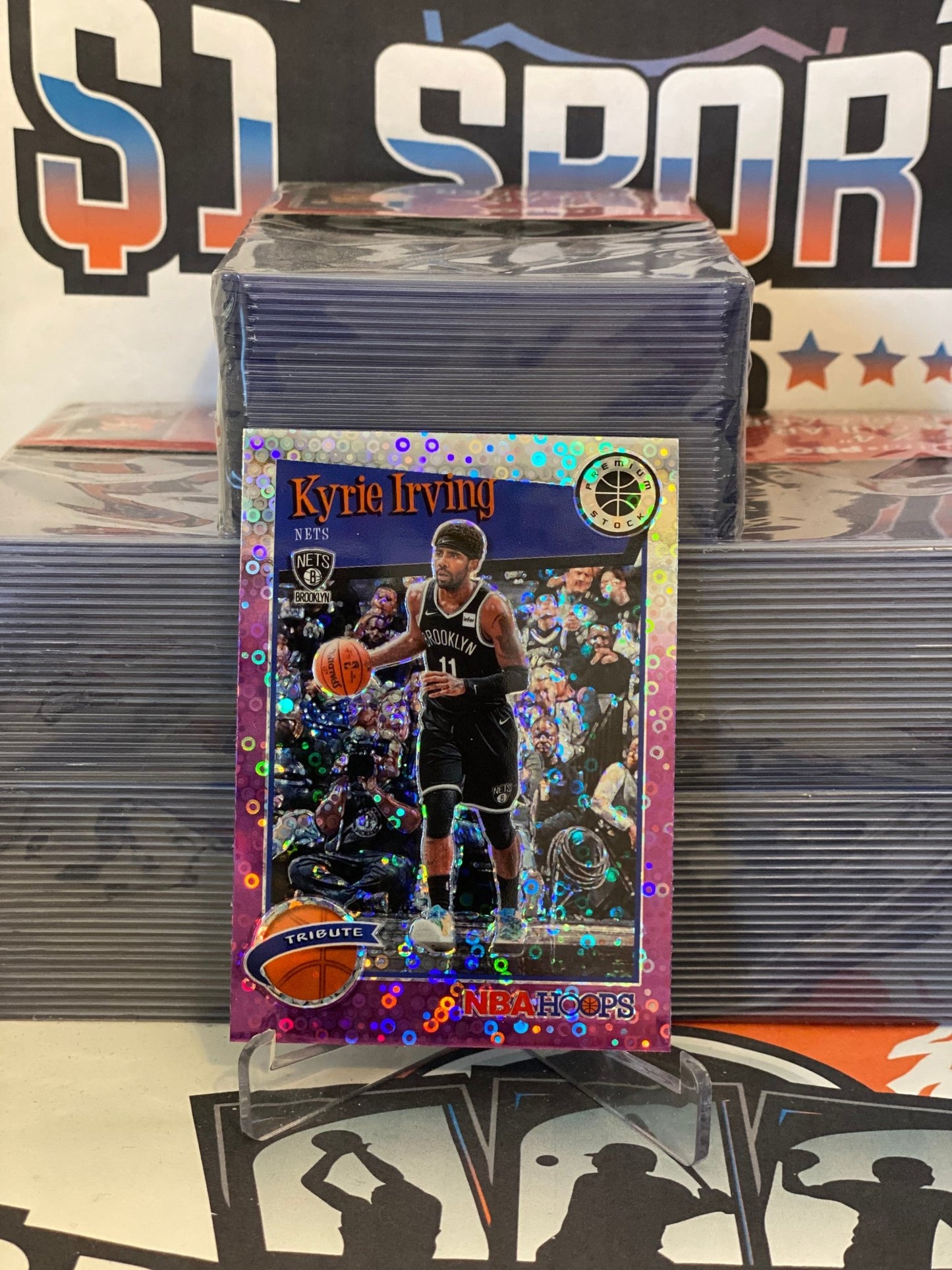 2019 Hoops Premium Stock (Purple Disco Prizm, Tribute) Kyrie Irving #290