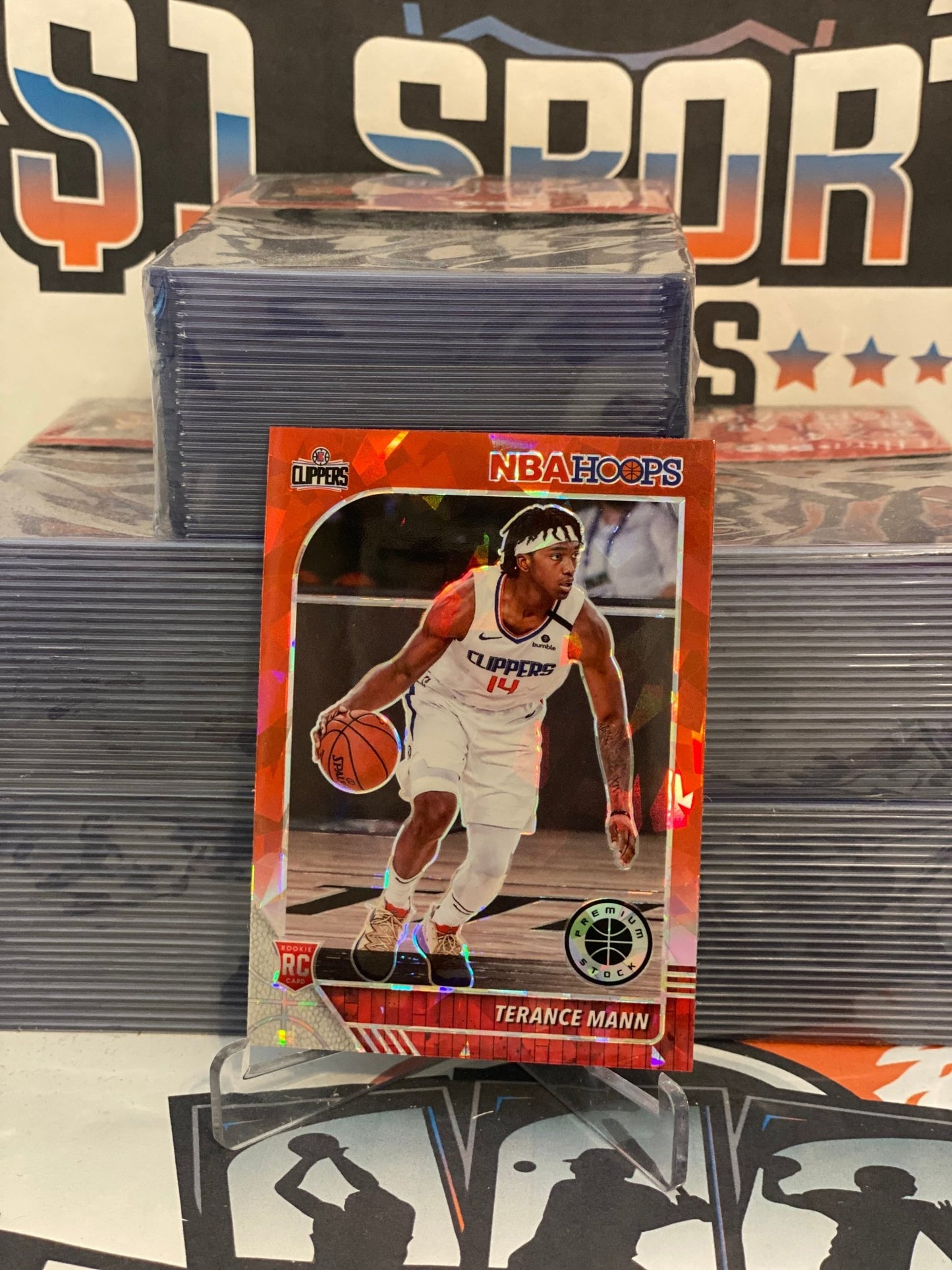 2019 Hoops Premium Stock (Red Ice Prizm) Terance Mann Rookie #245