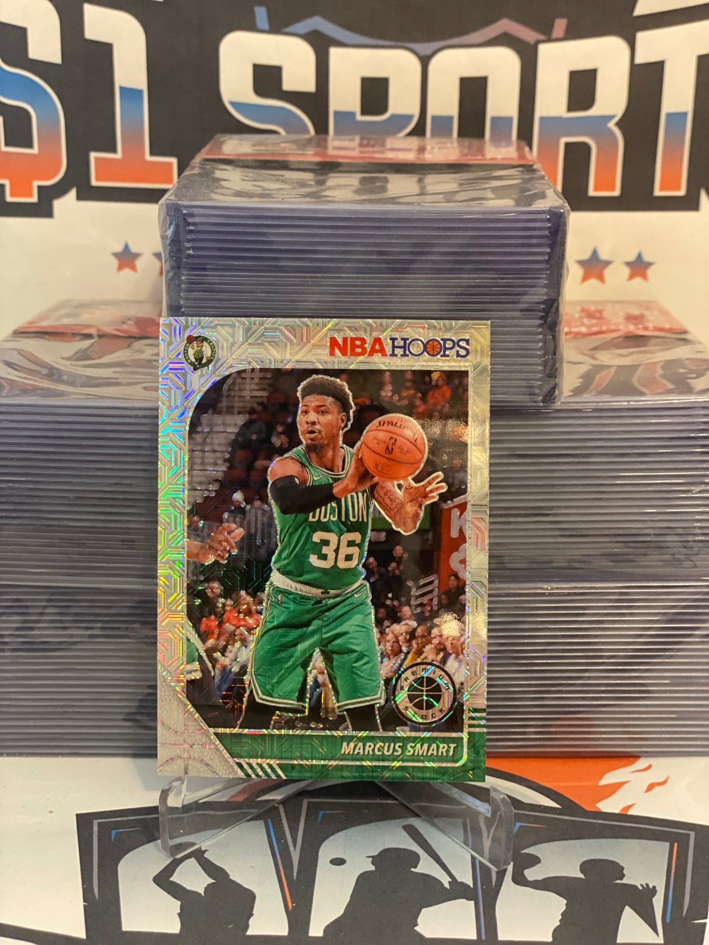 2019 Hoops Premium Stock (Silver Mojo Prizm) Marcus Smart #8